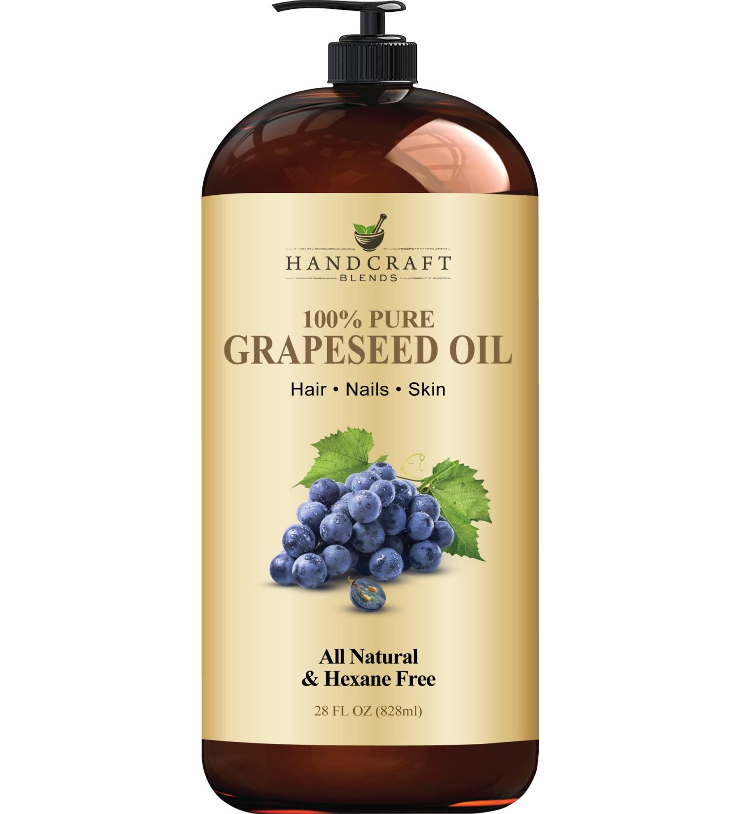 Premium 100% Pure Grapeseed Oil - 828 ml - Therapeutic Grade Carrier Oil for Skin & Hair - Moisturizing & Aromatherapy - Pack of 1 - Buy Online on GoSupps.com