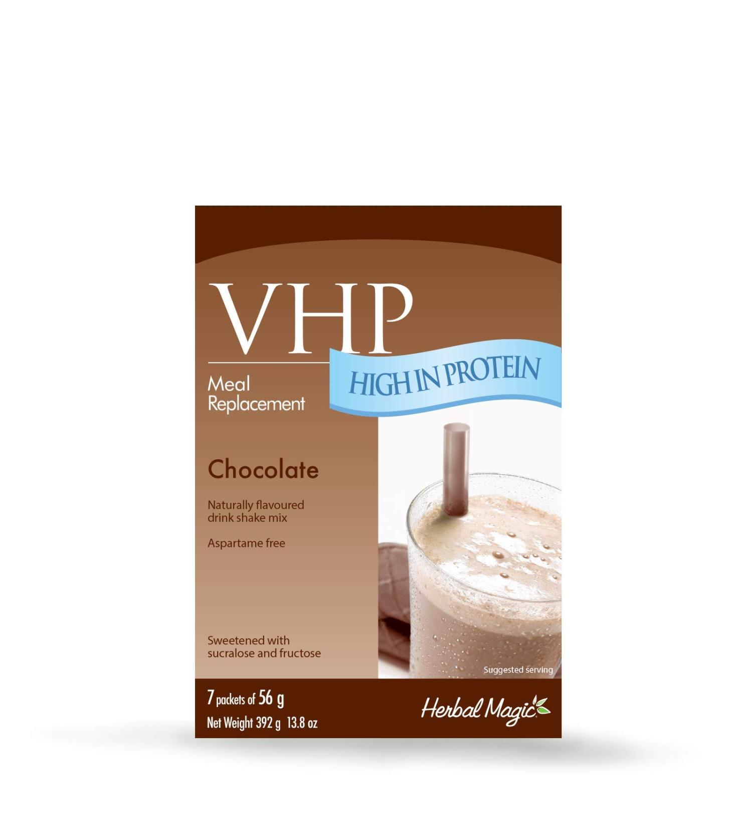 Herbal Magic VHP Chocolate Meal Replacement and Weight Loss Shakes Satisfies Hunger 23g Protein Vitamins and Minerals Aspartame-Free Thick and Creamy 7 x 56 Grams - Buy Online on GoSupps.com
