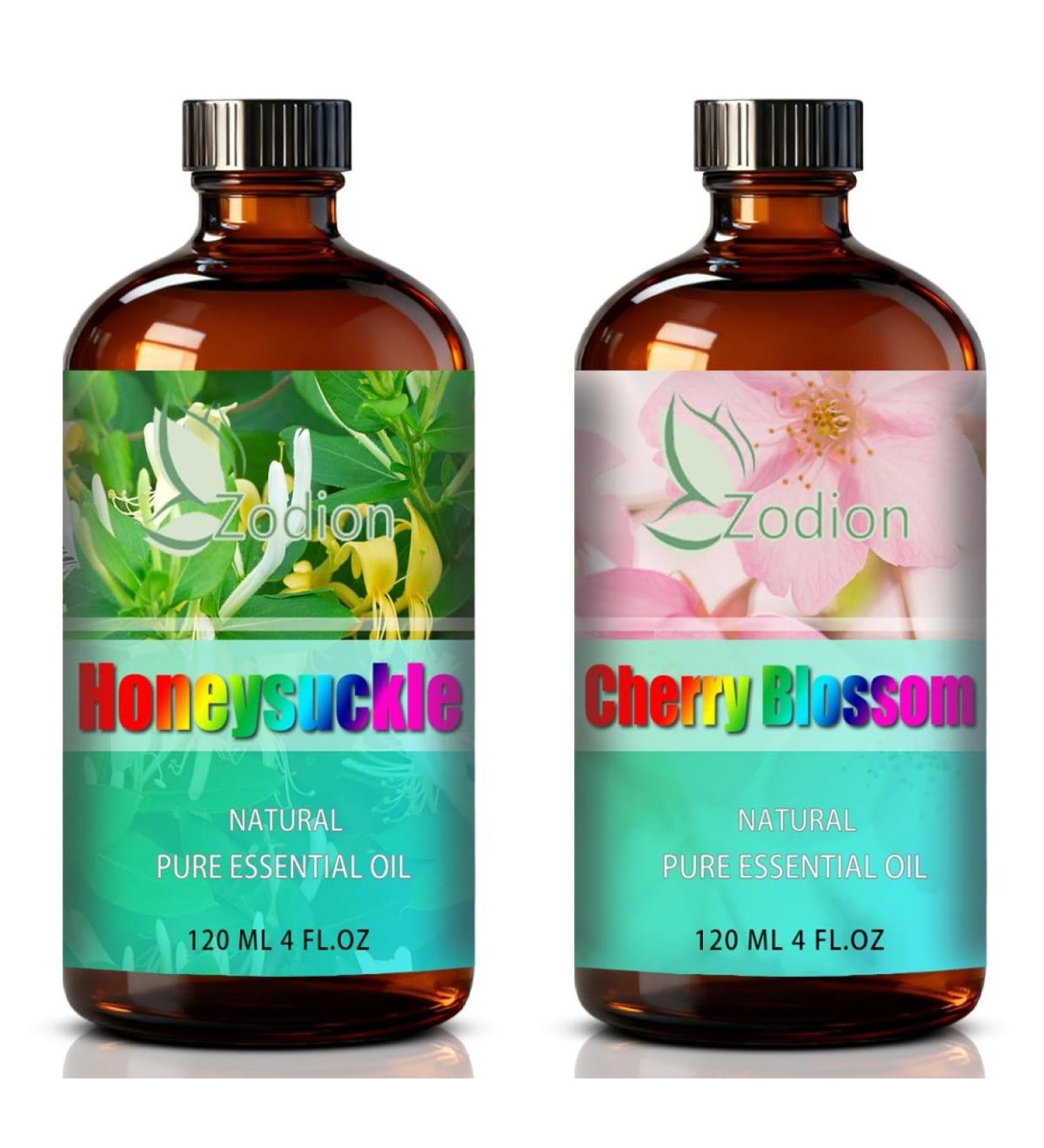 Cherry Blossom Essential Oil 4 Fl Oz and Honeysuckle Essential Oil 4 Fl Oz - Cherry Blossom & Honeysuckle Oil for Diffuser Aromatherapy Home Fragrance Skin & Hair Care DIY Candle & Soap Making - Buy Online on GoSupps.com