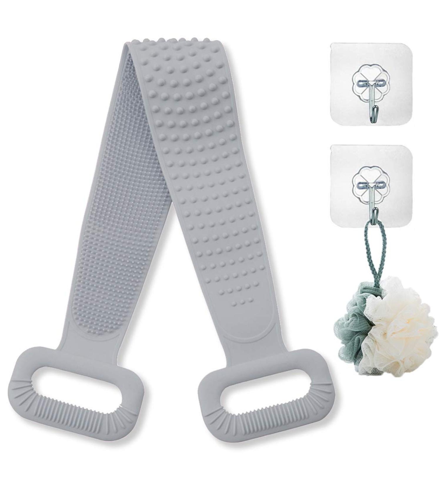 Extra Long Silicone Back Brush - 90cm Durable Shower Scrubber for Deep Clean | Soft & Effective Body Brush for Men & Women (Gray) - Buy Online on GoSupps.com
