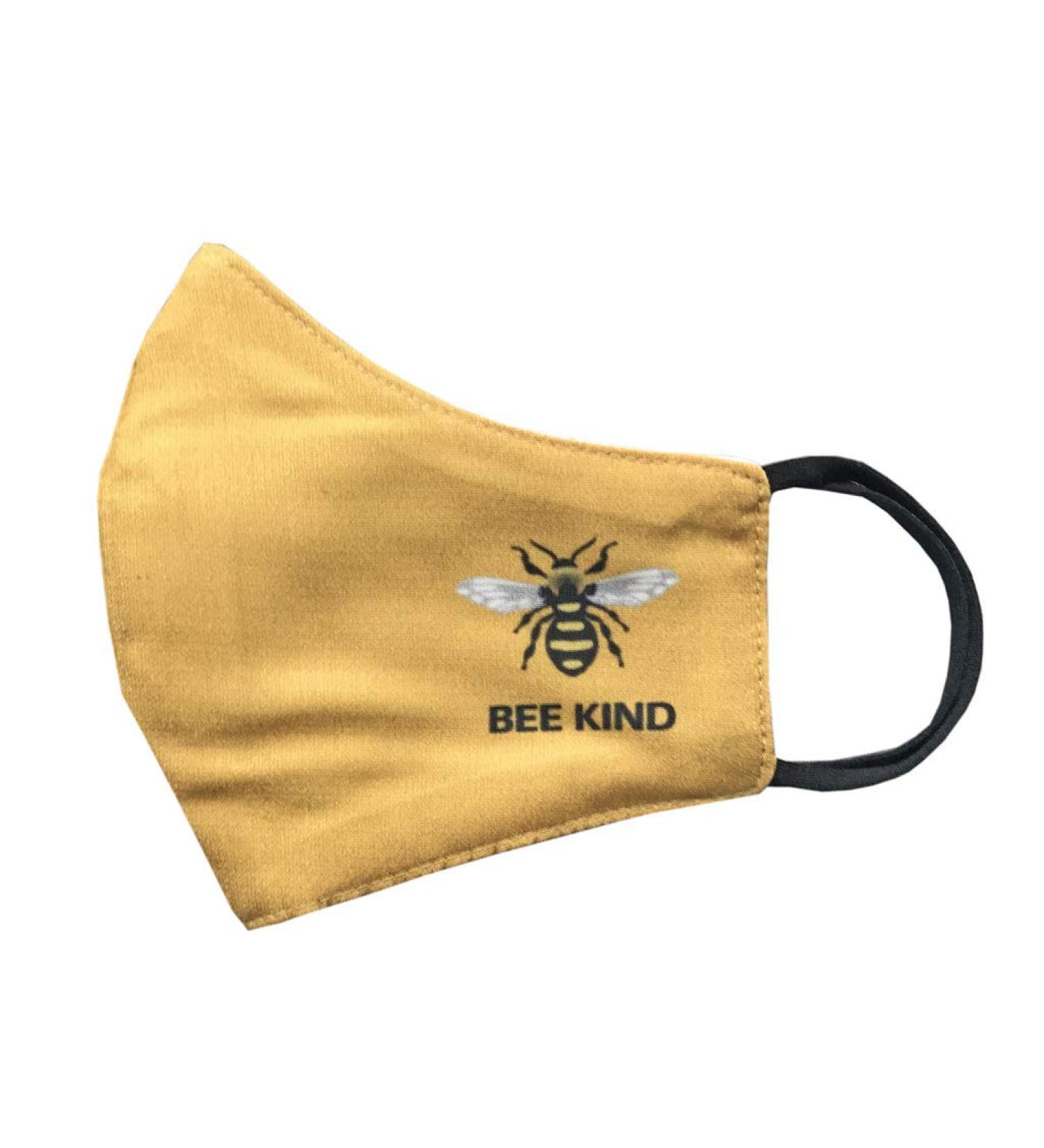 SET OF 4 X Bee Kind Cotton Face Mask Protective Covering Washable Reusable Breathable Cover Be Kind Yellow