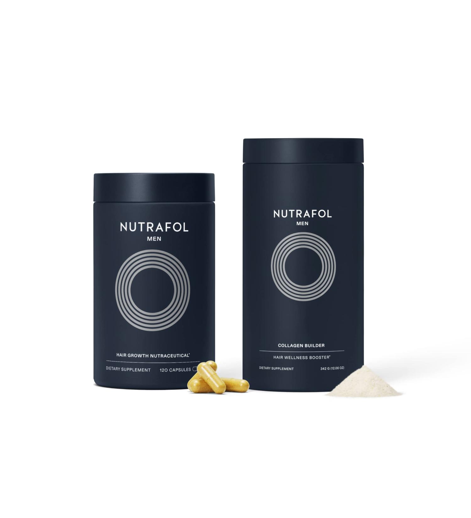 Nutrafol Men's Hair Growth Supplement & Collagen Peptides Powder - Dermatologist Recommended - 1 Month Supply - Buy Online on GoSupps.com