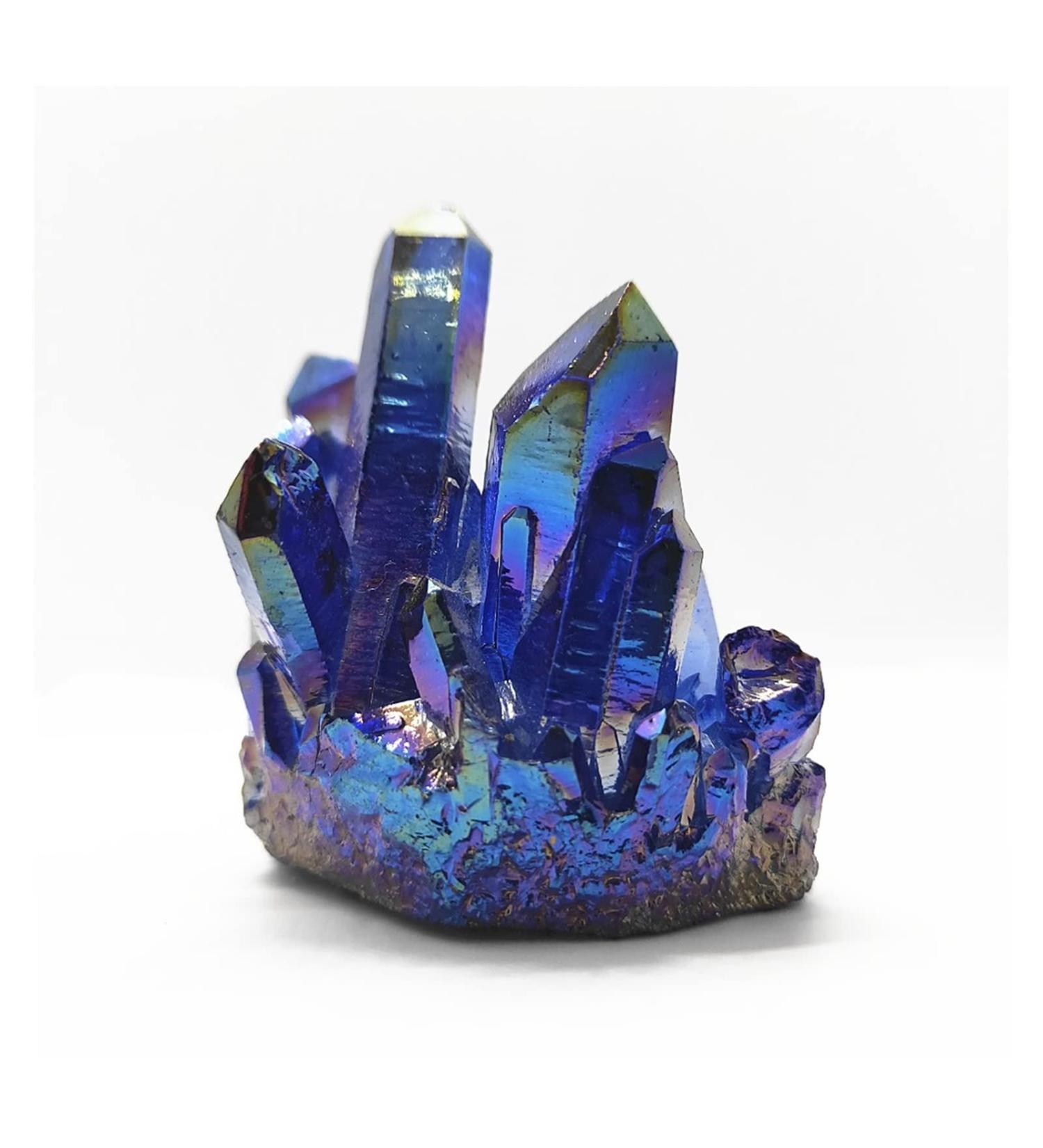 Room Decoration 75g Crystal Cluster Specimen Blue Angel Aura Flower Natural Electroplating Gemstone Quartz Cluster - Buy Online on GoSupps.com