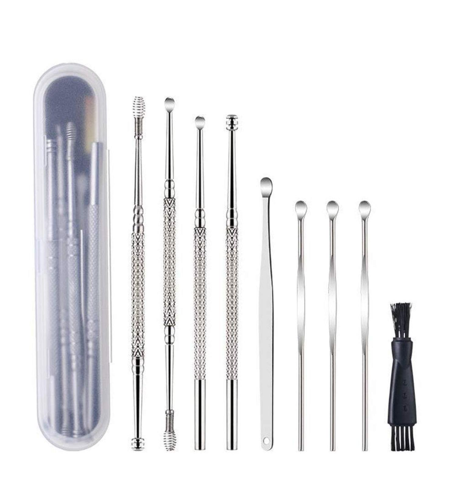 Ear Wax Removal Kit Ear Wax Remover 8 Pcs Ear Cleaning Tools Stainless Steel Ear Cleaner Ear Picks Earwax Removal Tool Set with Brush and Storage Box for Children and Adults - Buy Online on GoSupps.com