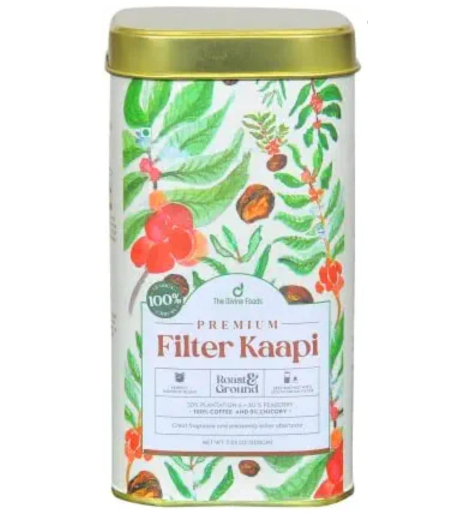 The Divine Foods Premium Filter Kaapi -Roasted & Grounded South Indian Filter Coffee - 100% Peaberry Coffee beans - Buy Online on GoSupps.com