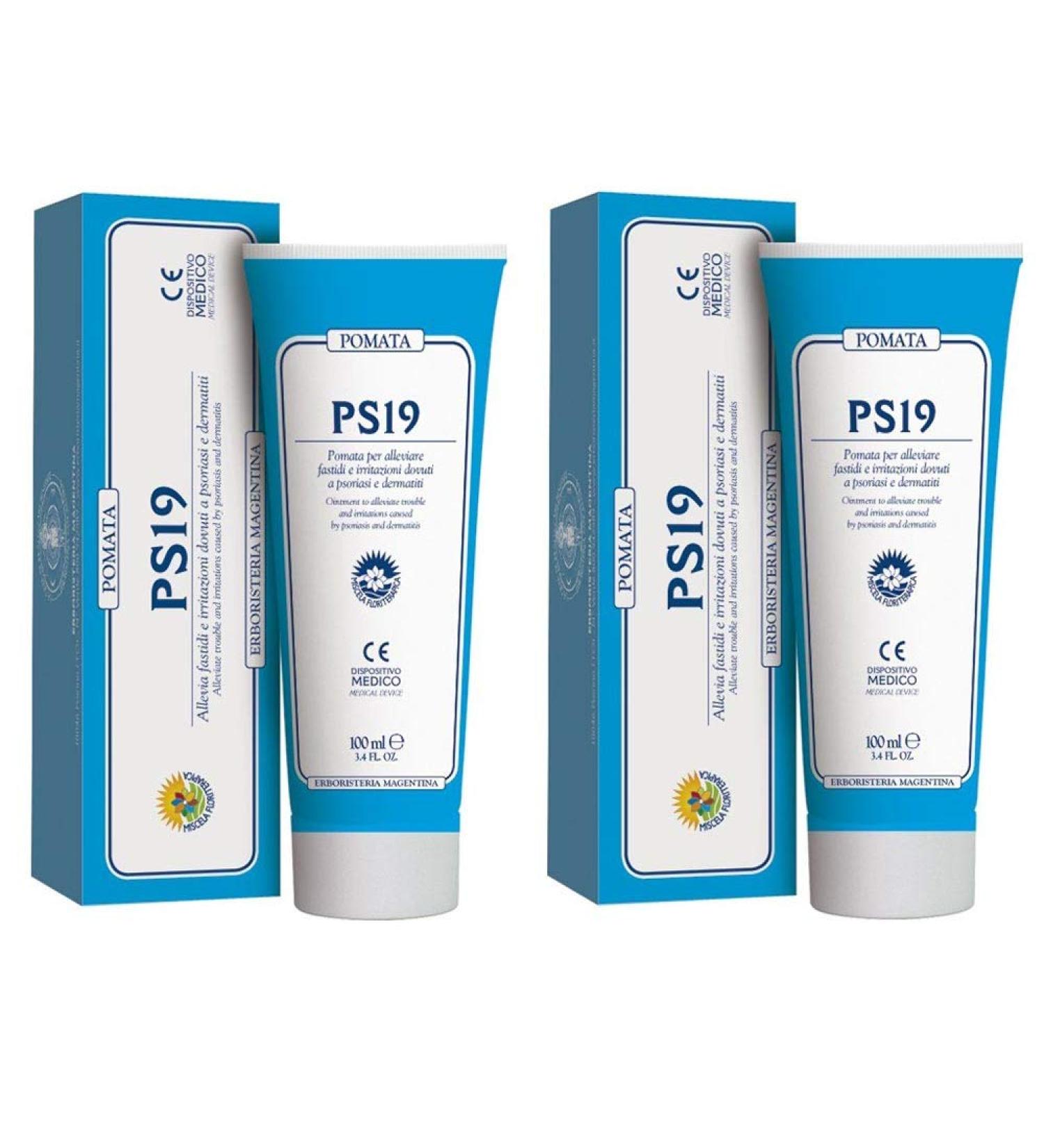 2 x Erboristeria Magentina POMATA PS19 – 100 ml – PS 19 with Echinacea and Aloe, Psoriasis and Dermatitis Moisturizing, Soothes and Protects – Pack of 2 Ointments 100 ml