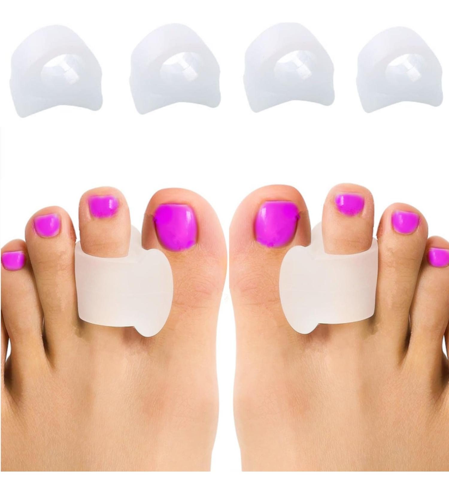 White Gel No Toe Stretcher - 4 Pieces Silicone Toe Separator for Hallux Valgus & Overlapping Toes Correction - Buy Online on GoSupps.com