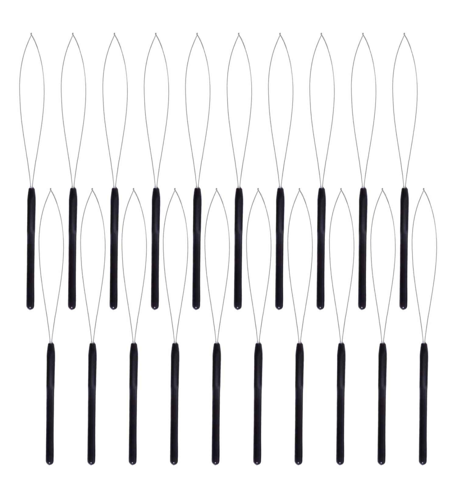 EUPSIIU 20 Pieces Hair Extension Loop Needle Threader Pulling Hook Tool Threader Pulling Hook Tool Nano Bead Device Tool Black Loop Threader for Hair Styling Tools or Feather Extensions (Black) - Buy Online on GoSupps.com