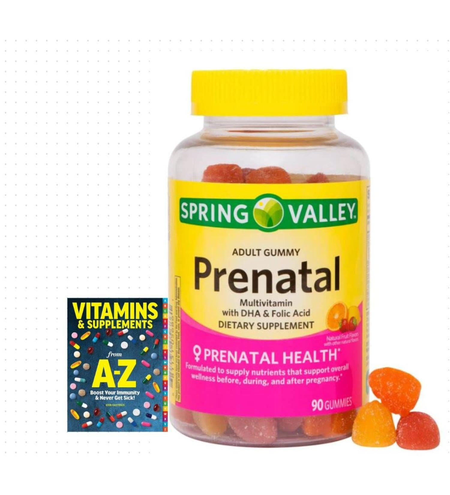 Spring Valley Adult Gummy Prenatal Multivitamin with DHA & Folic Acid - 90 Gummies | Natural Fruit Flavors | Better Guide Vitamins - Buy Online on GoSupps.com