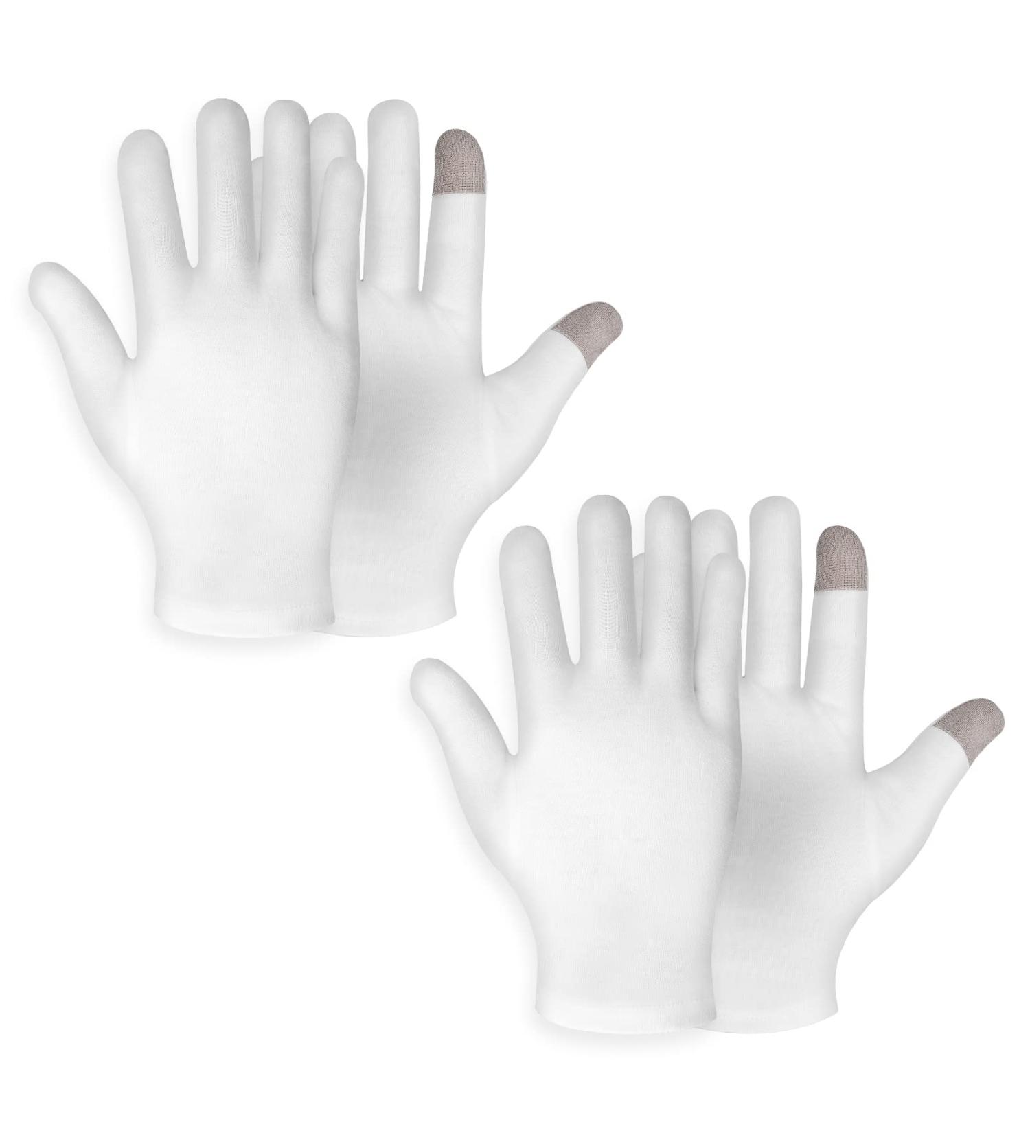 2 Pair Medium Touch Screen Moisturizing Gloves - White Cotton for Overnight Eczema Treatment and Hand Repair - Buy Online on GoSupps.com