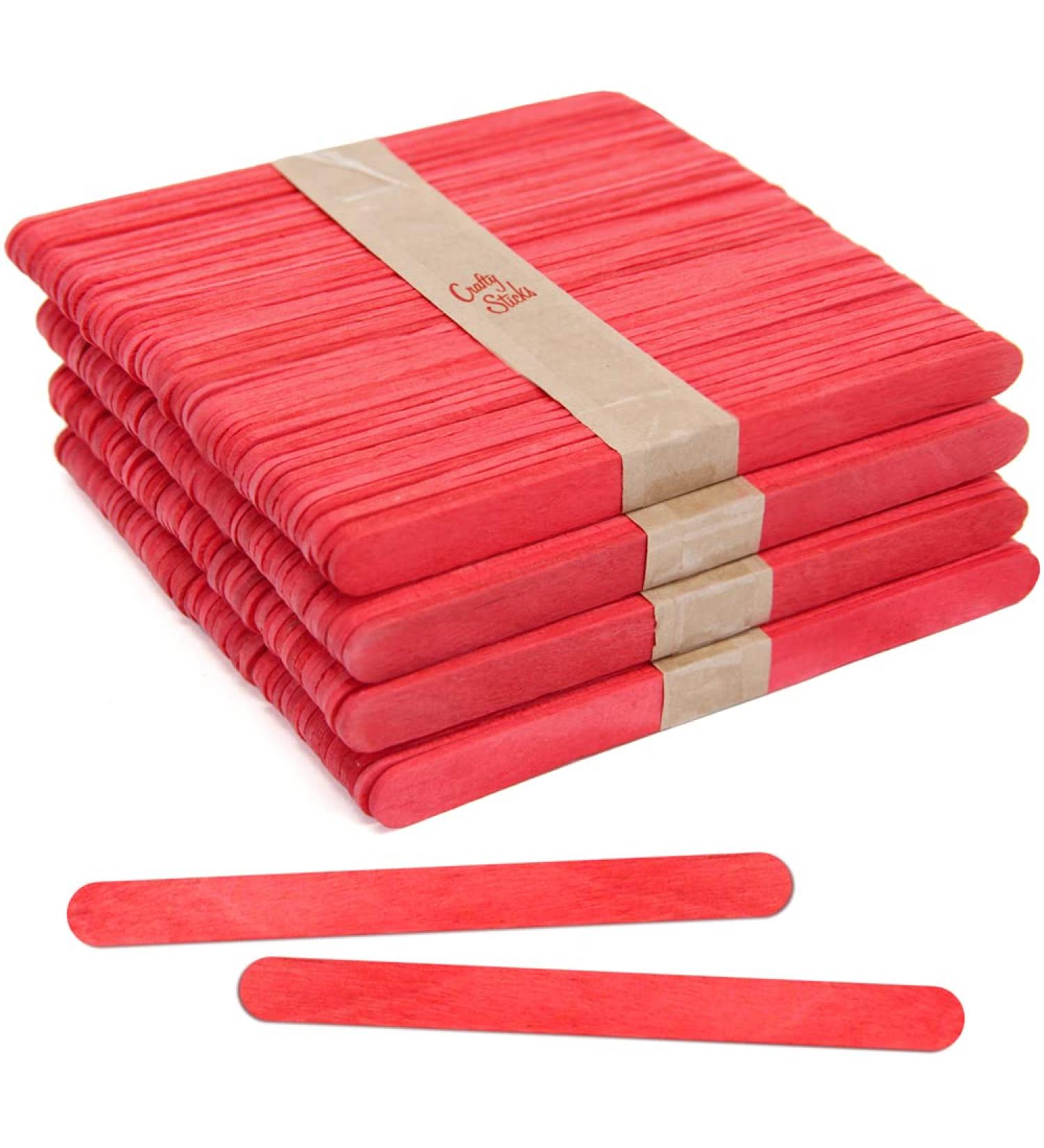 Craft Popsicle Sticks 4.5 Inch Standard - Red 200 Sticks - Natural and Multi Color Packs | CraftySticks - Buy Online on GoSupps.com