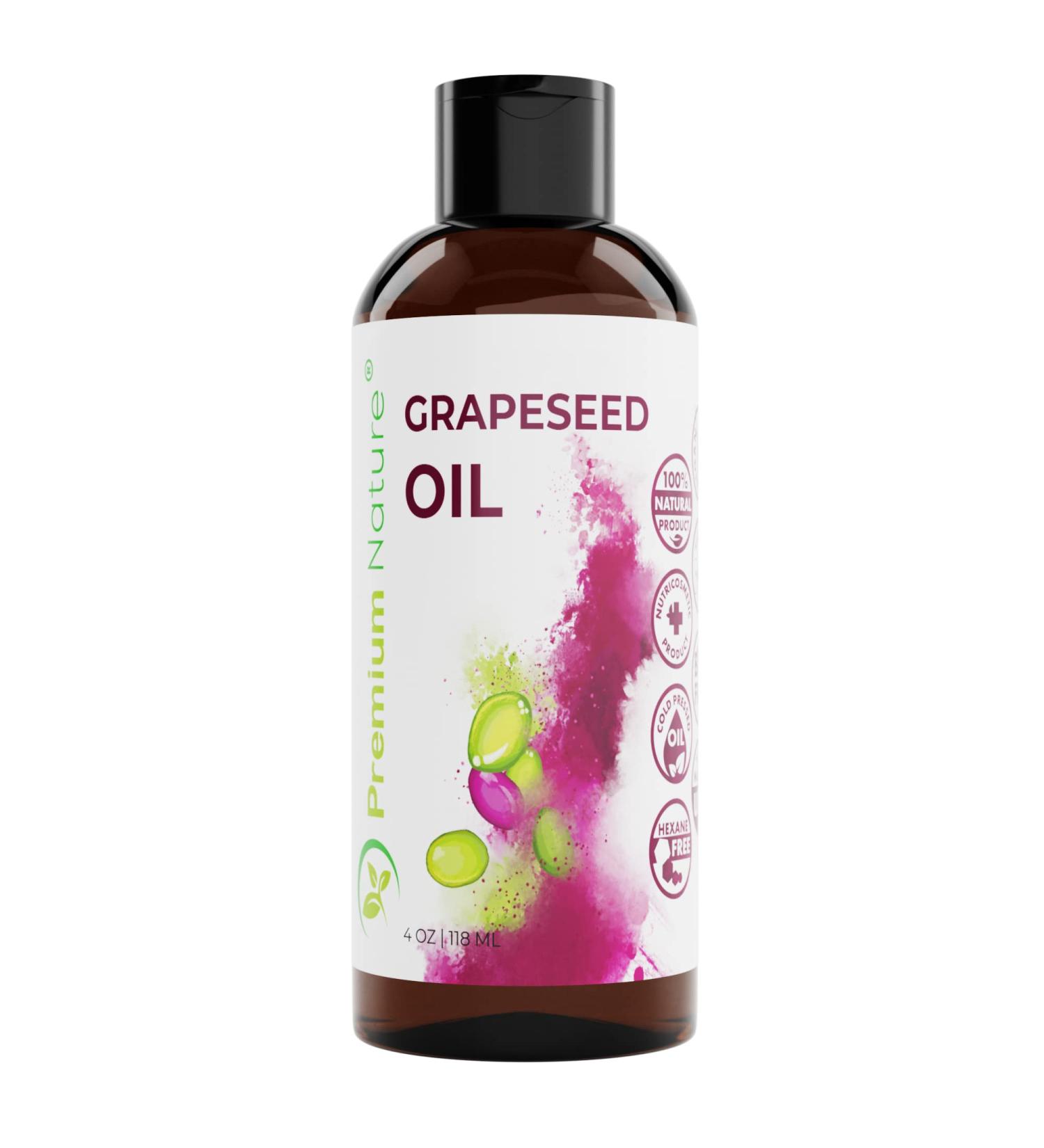 Pure Grapeseed Oil 4 oz - Cold Pressed Extract for Essential Oils, Skin Moisturizer, Massage, Aromatherapy & Hair Growth - Buy Online on GoSupps.com