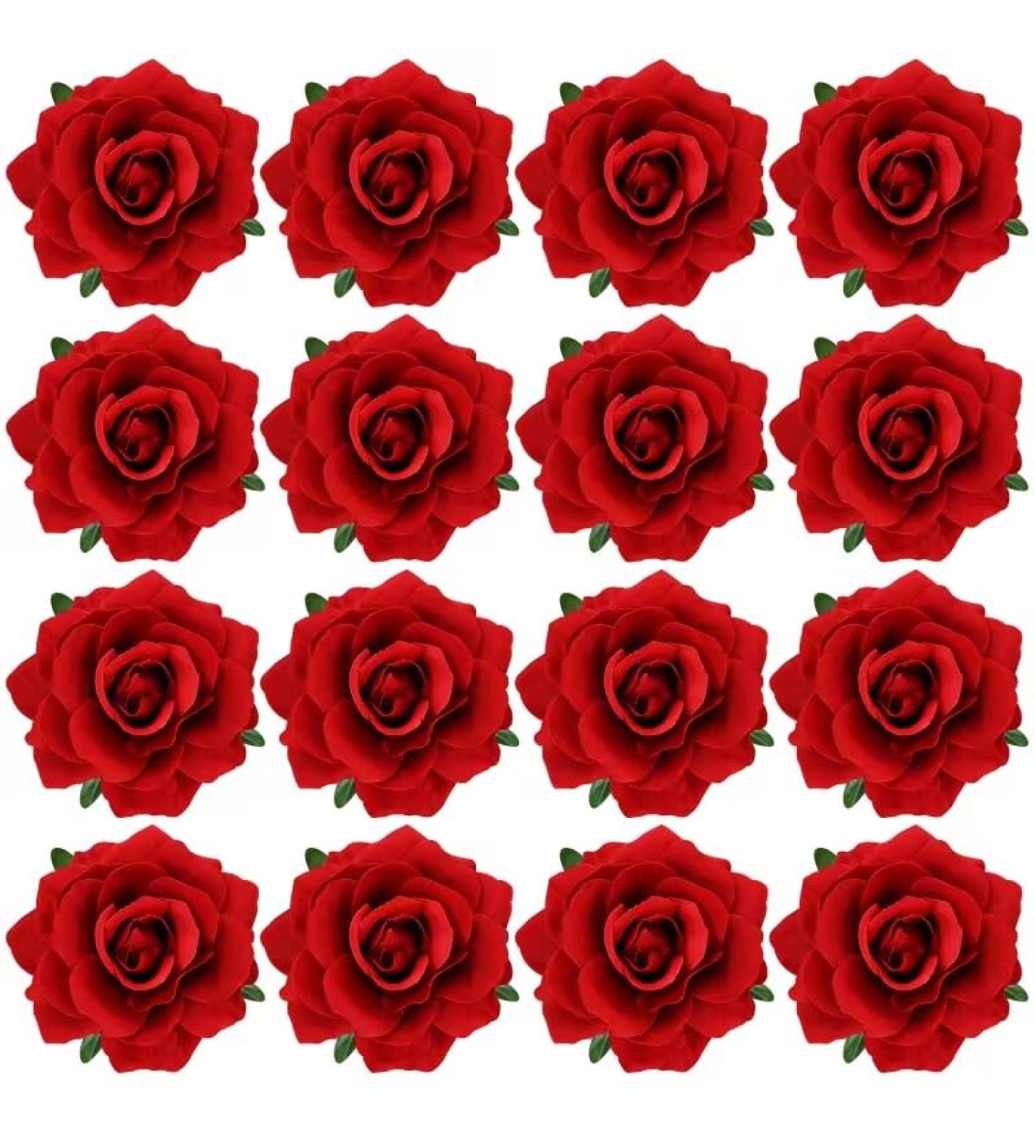 Cinaci 16 Pieces Flamenco Dancer Mexican Wine Red Rose Flower Alligator Hair Clips Barrettes Brooches Prom Party Wedding Bridal Hair Pins Accessories for Women Girls - Buy Online on GoSupps.com