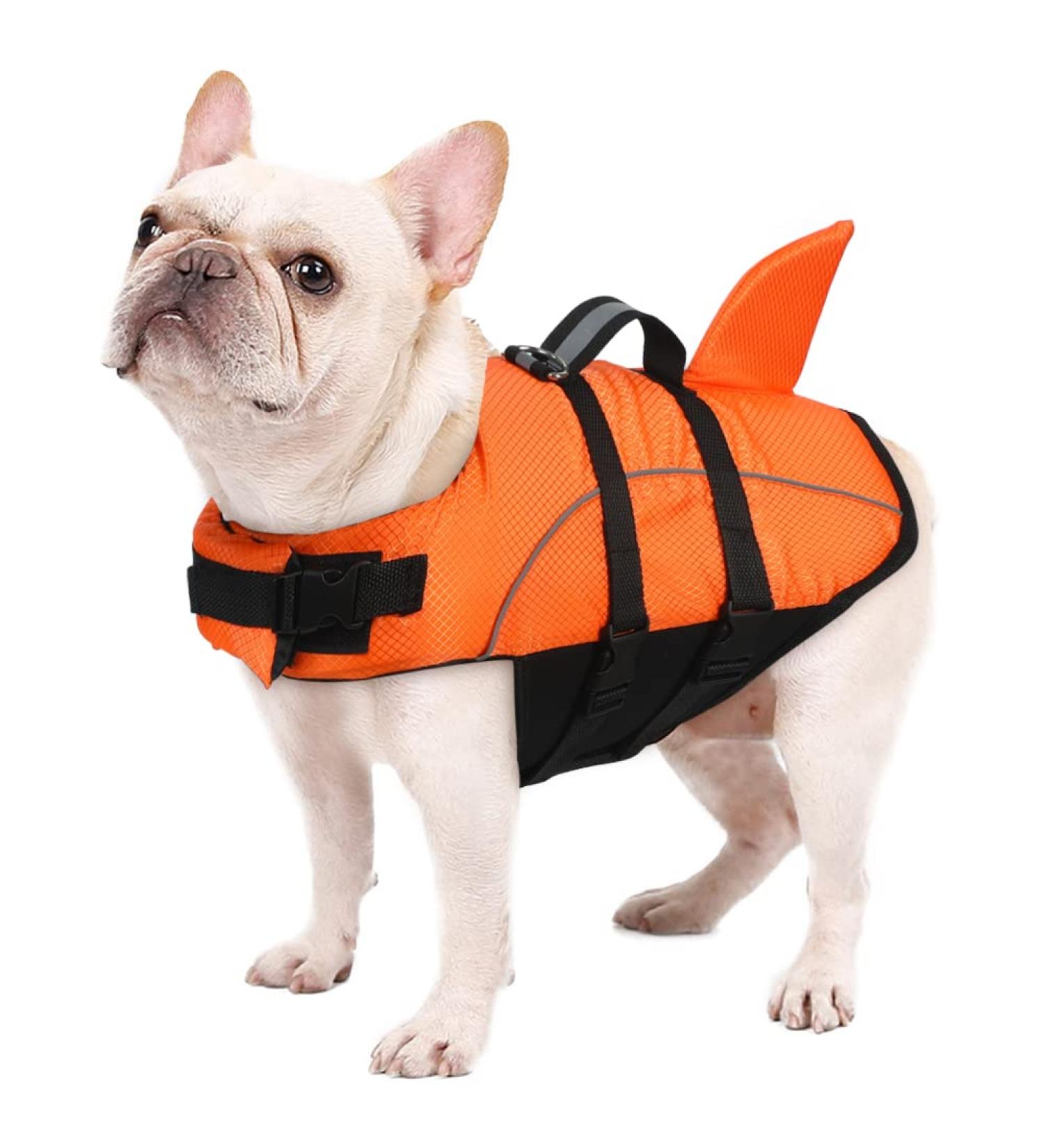 Vanansa X-Large Shark Orange Dog Life Jacket | Adjustable Buoyancy Aid for Swimming | Lightweight Upgrade Design - Buy Online on GoSupps.com