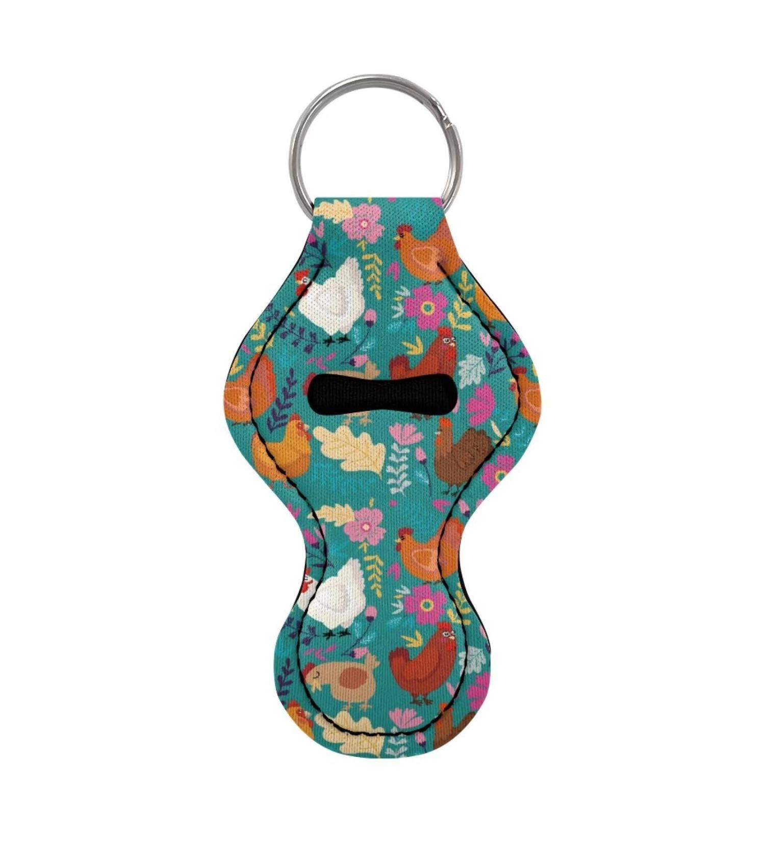Chapstick Holder Keychain for Women & Kids | Lipstick & Lip Gloss Holder Gifts - Cute Chicken Flower Design - Buy Online on GoSupps.com