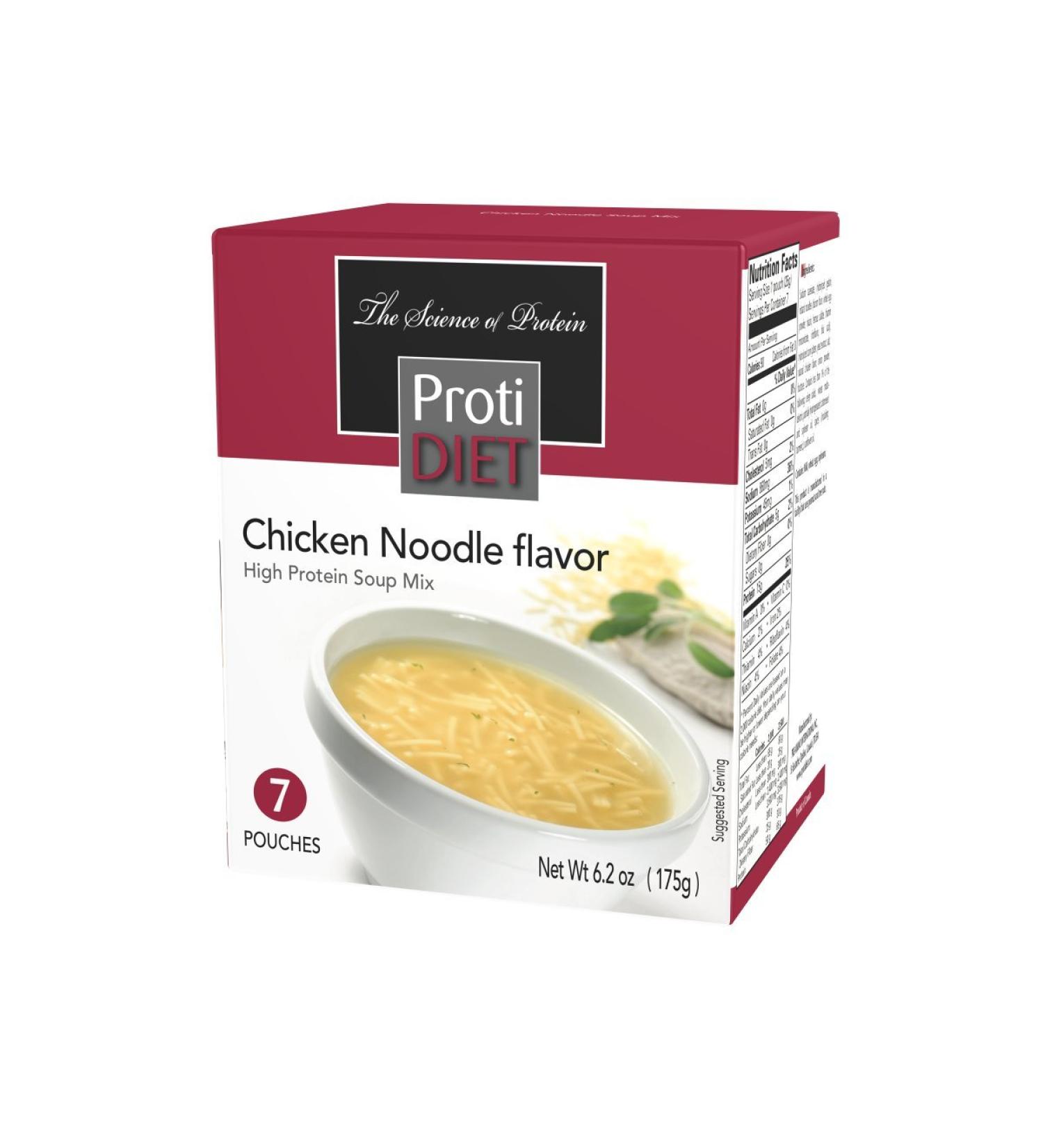 ProtiDIET Chicken Noodle Soup (7 Pouches) | High Protein Meal Replacement with 15g Protein | No Sugar & Trans Fat | 90 Calories | Delicious Soup Mix - Buy Online on GoSupps.com