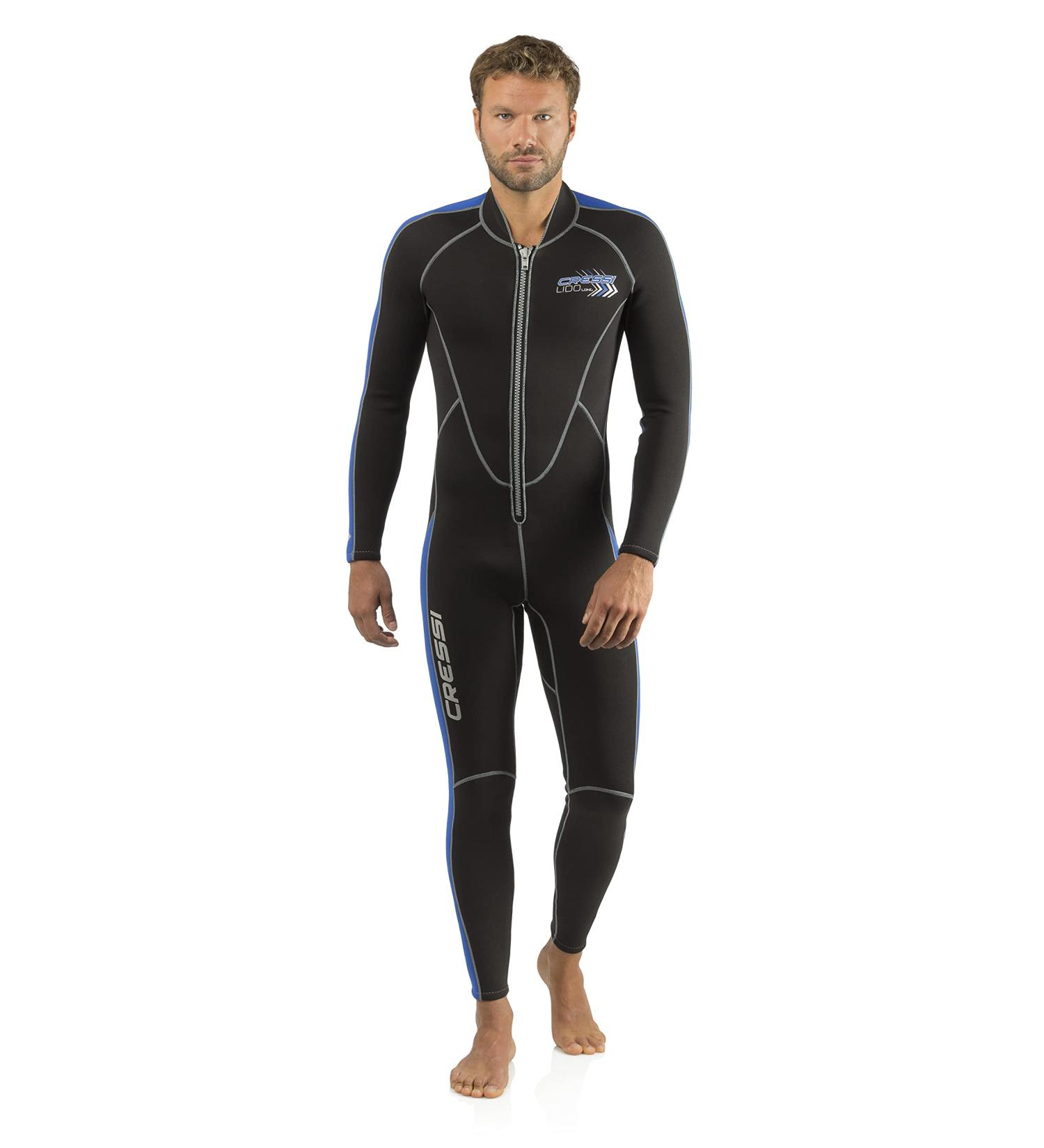 Cressi Men's Full Front Zip Wetsuit - Lido Long | Black/Blue, X-Large - Buy Online on GoSupps.com