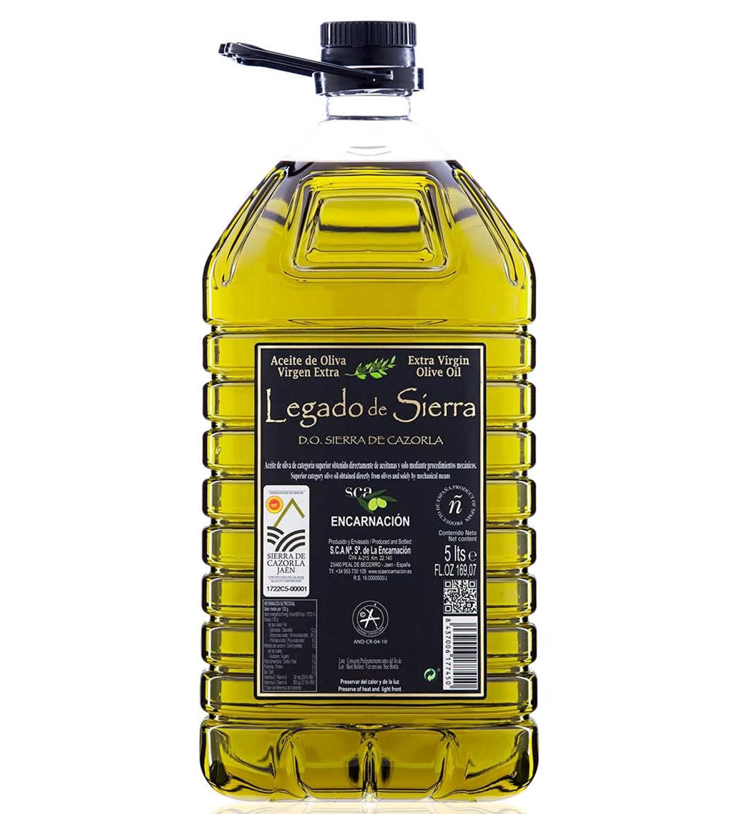 Legado de Sierra - Picual Extra Virgin Olive Oil - Denomination of Origin Sierra de Cazorla - Carafe 5L