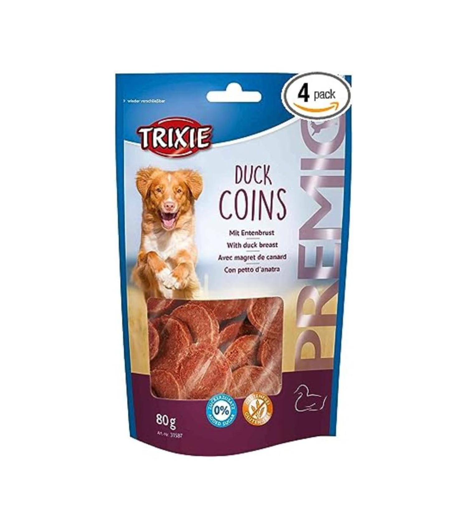 Trixie Premio Duck Coins - 80g Pack of 4 | Premium Dog Treats for International Shipping - Buy Online on GoSupps.com