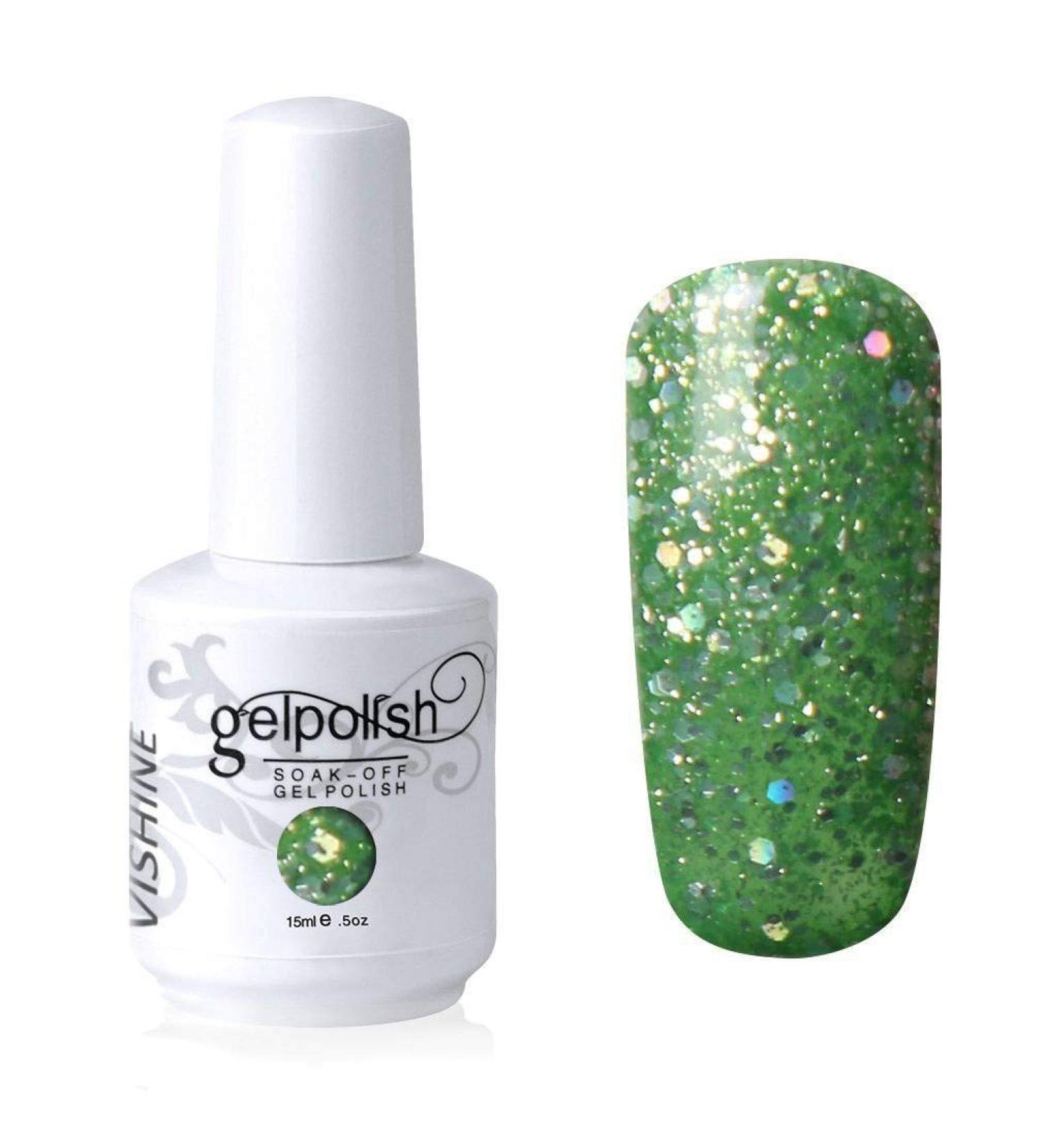 Vishine Soak-off Gel Polish Lacquer Nail Art UV LED Manicure Varnish 15ml Glitter Forestgreen(334) #334 - Buy Online on GoSupps.com