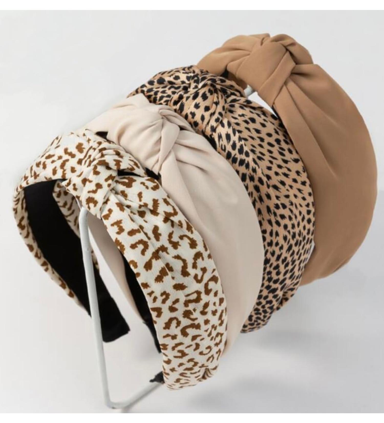 Kotkiddy Women's Hair Bands - 4 Pack Fashionable Non-Slip Leopard Pattern Wide Knot Hair Ties - Buy Online on GoSupps.com