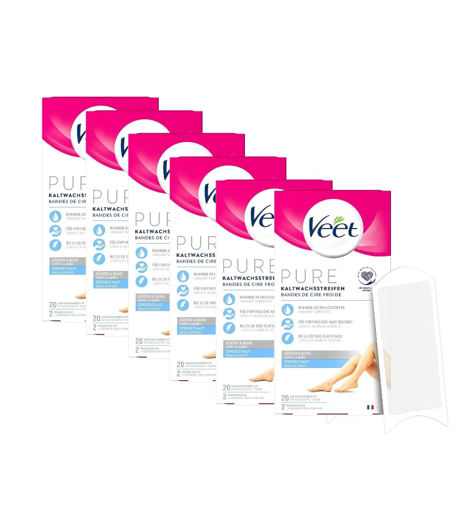 Veet Cold Wax Strips for Sensitive Skin - 6 Pack for Legs & Body - Easy Hair Removal Even for Short Hair - Buy Online on GoSupps.com