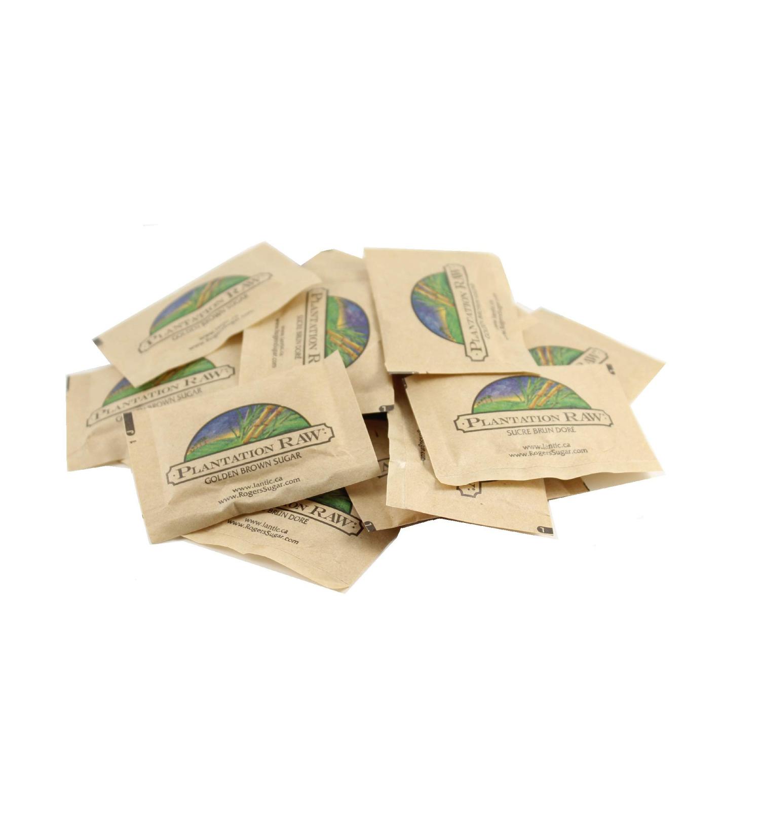 Plantation Raw Golden Brown Sugar 100 Sachet/Packets Per Pack All Natural Raw