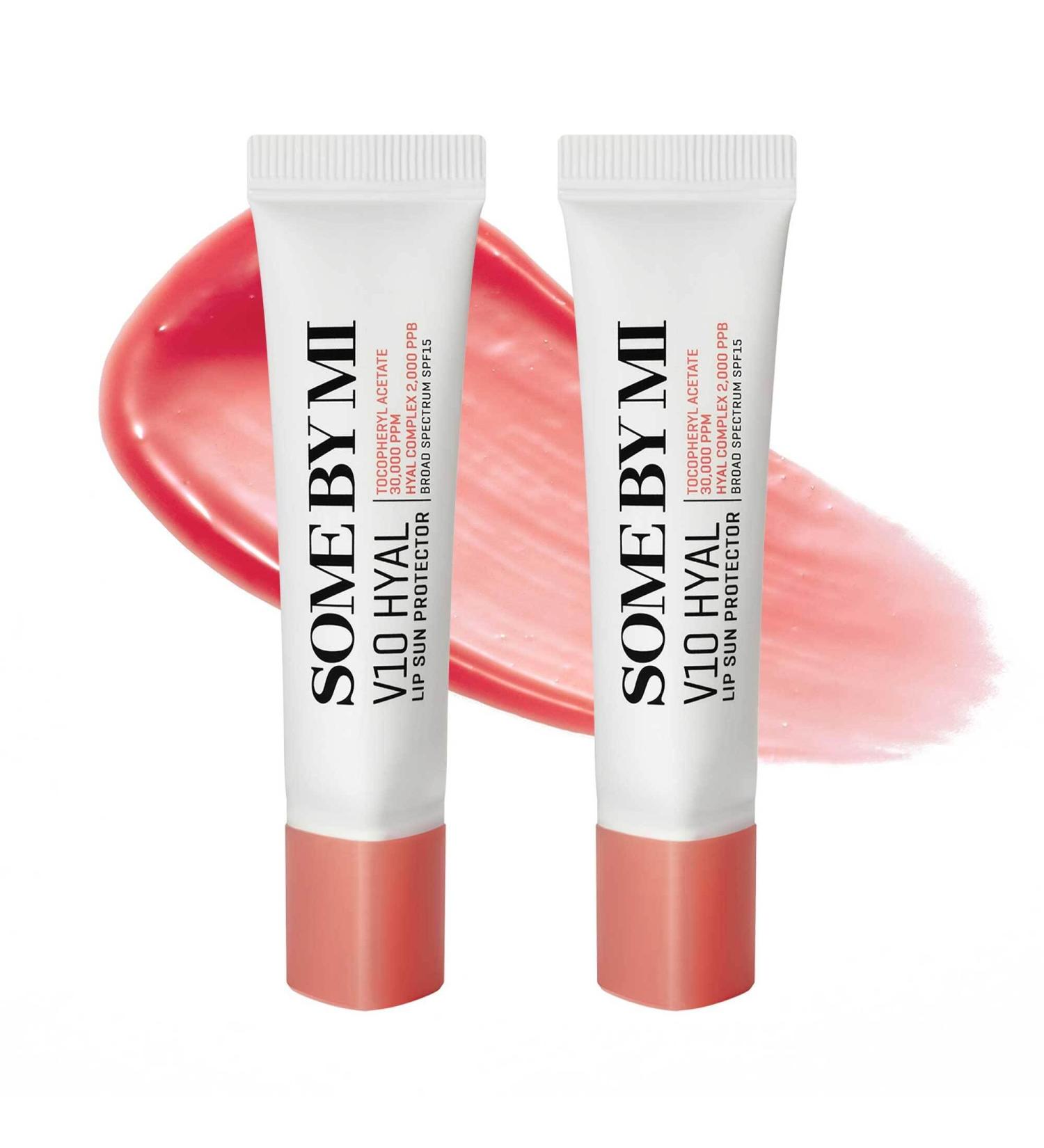 SOME BY MI V10 Hyal Lip Sun Protector Rosy Lot de 2 13g Baume l vres cor en teint SPF 15 pour l vres s ches et sensibles Hydratation l acide hyaluronique et vitamine E Soin cor en - Buy Online on GoSupps.com