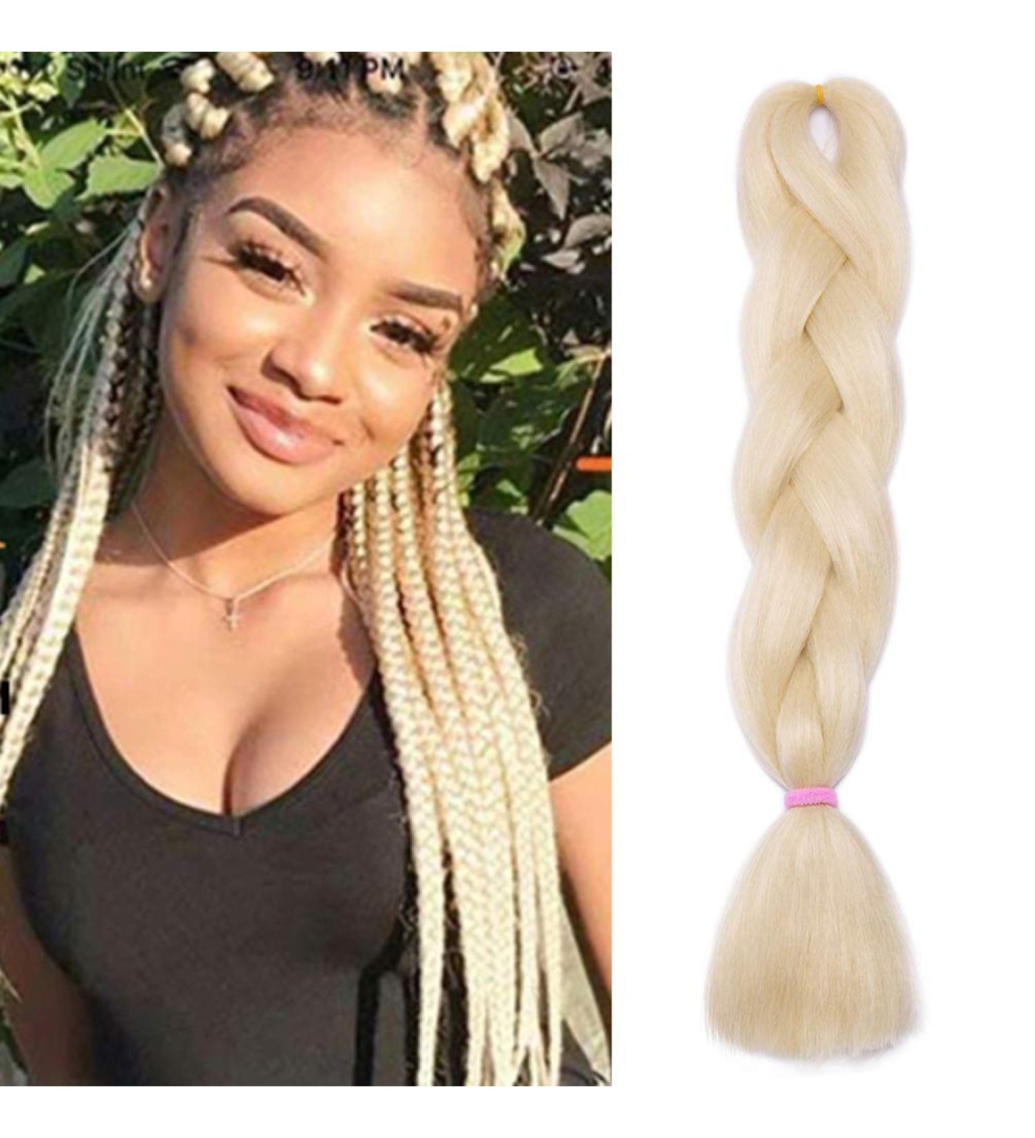 Braiding Hair Extensions Jumbo Braid Hair 24 Inch 1pc High Temperature Synthetic Fiber Hair Extension Bleach Blonde for Women - Buy Online on GoSupps.com