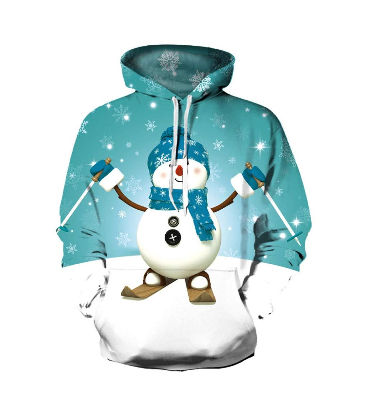 Bigfanshu Womens Tops Fashion Loose Long Christmas Snowman Print Sleeve Sweatshirt Green - Buy Online on GoSupps.com