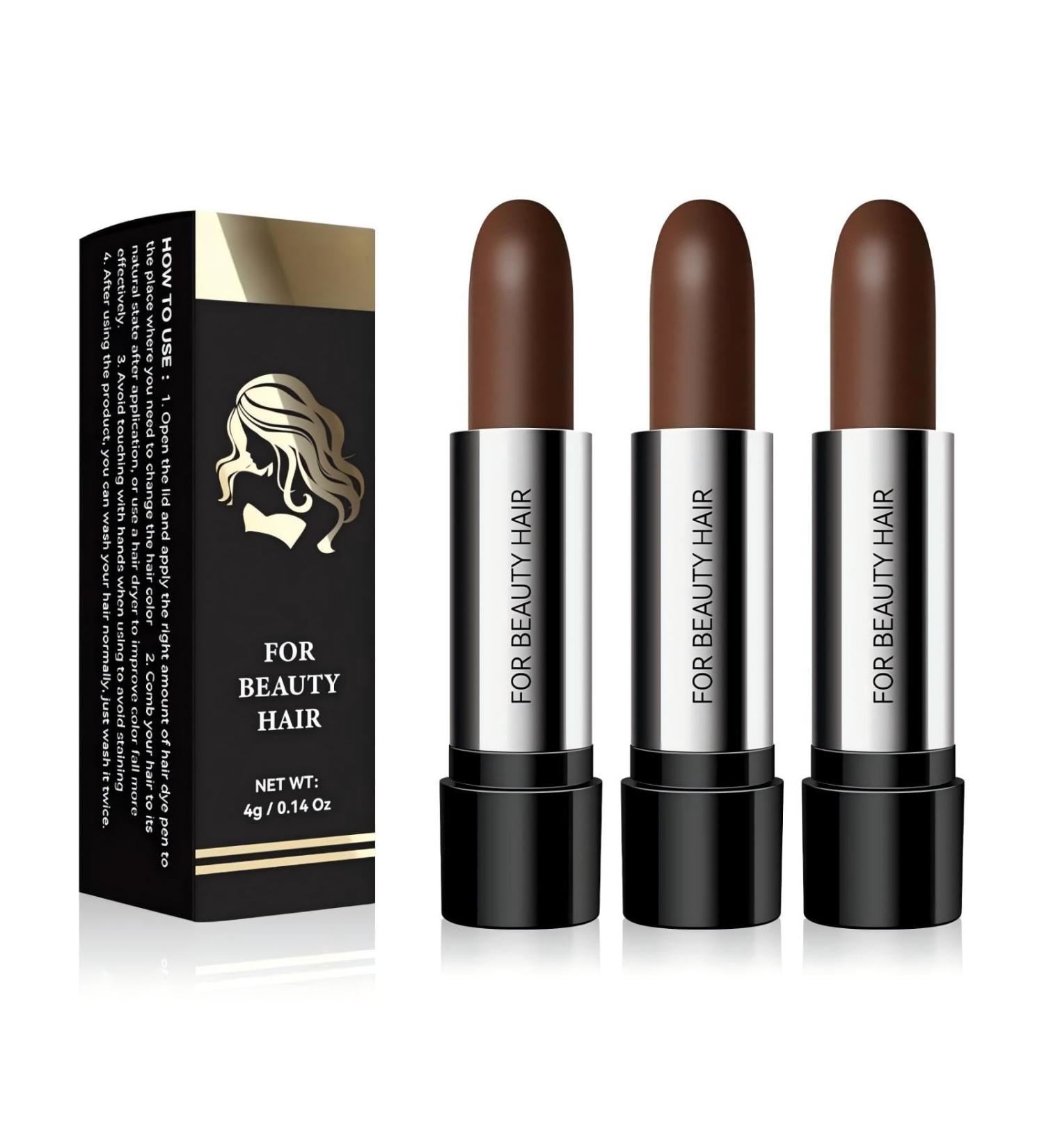3 Pack Disposable Hair Dye Pens Portable LipstickLike Hair Color Stick Long Lasting Color and Fast Pigmentation Washable and Highly Saturating Covers White Hair at the Temples 02 Dark Brown - Buy Online on GoSupps.com