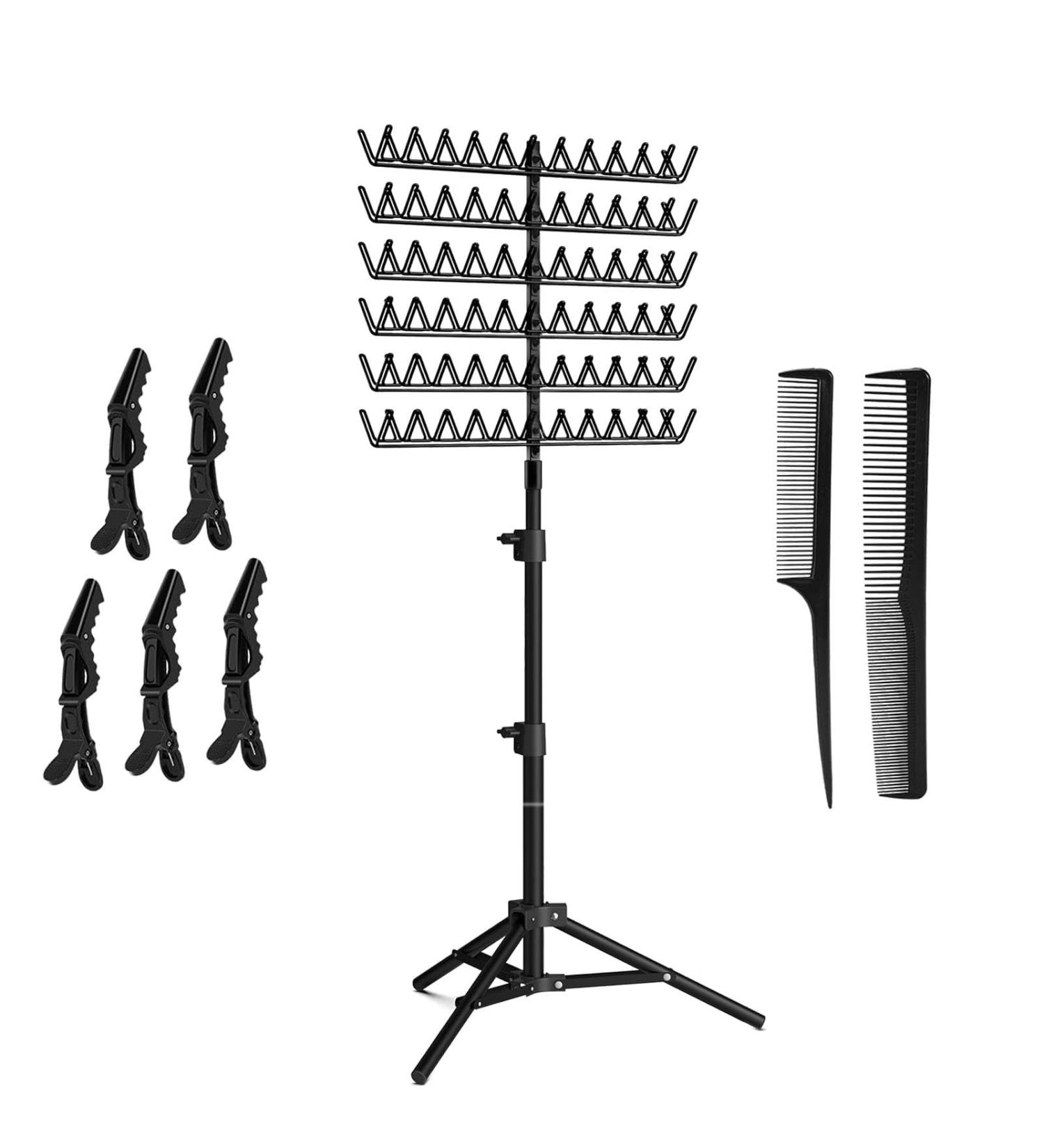 Braiding Hair Rack - Standing Hair Accessory Rack | 120 Hooks Hair Braiding Display Stand Adjustable Hair Braiding Divider Standing Rack for Various Types of Hair Extensions - Buy Online on GoSupps.com