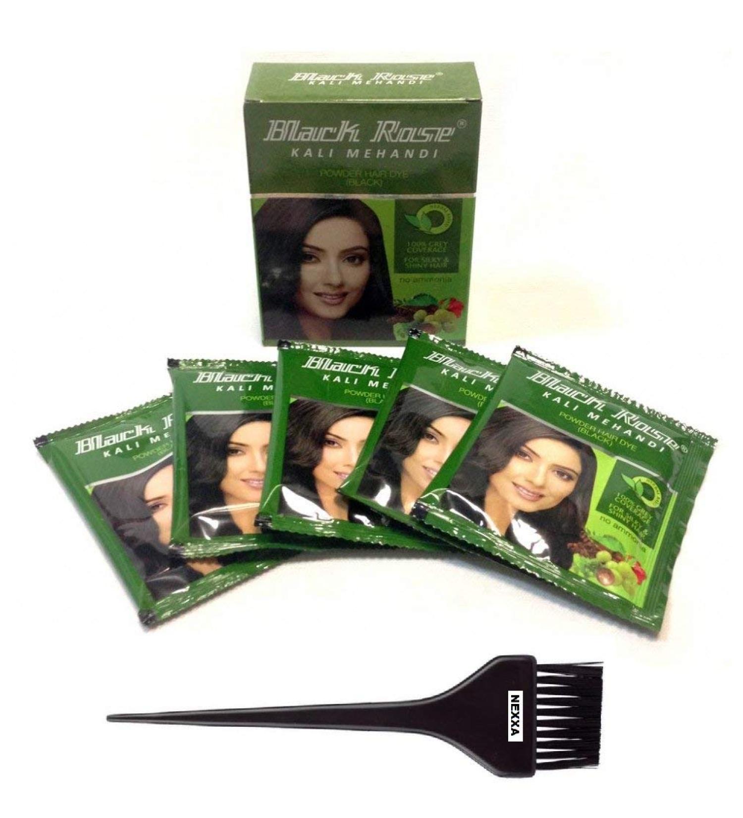 Nexxa Black Rose Kali Mehandi - 60 Sachets (10gm Each) & Free Hair Dye Brush | International Shipping Available - Buy Online on GoSupps.com