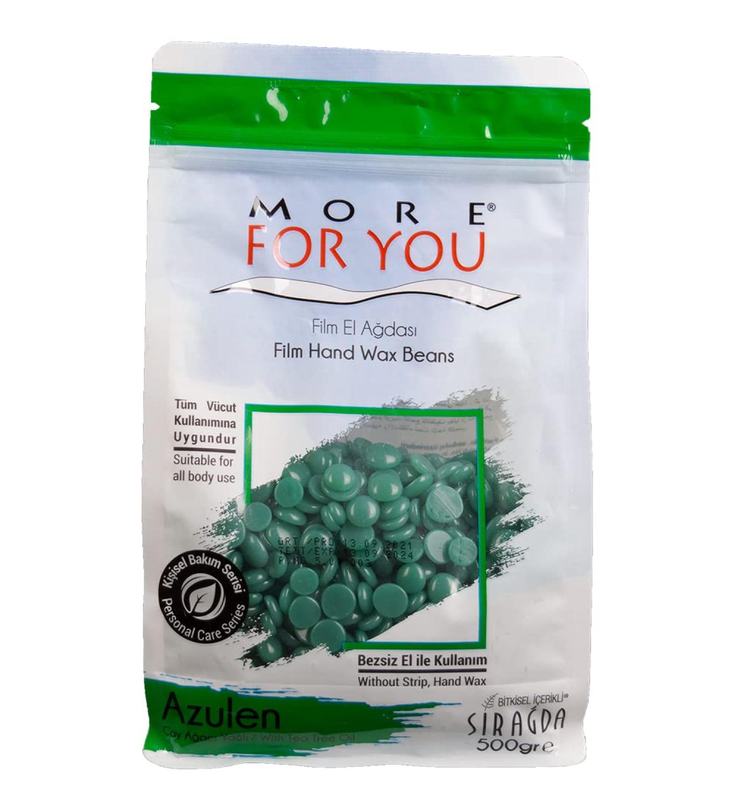More For You Film Hand Wax Beans Azulene (Green) 500g - Premium Hot Wax for Hair Removal | Sir Agda Depilatory Wax International Shipping - Buy Online on GoSupps.com