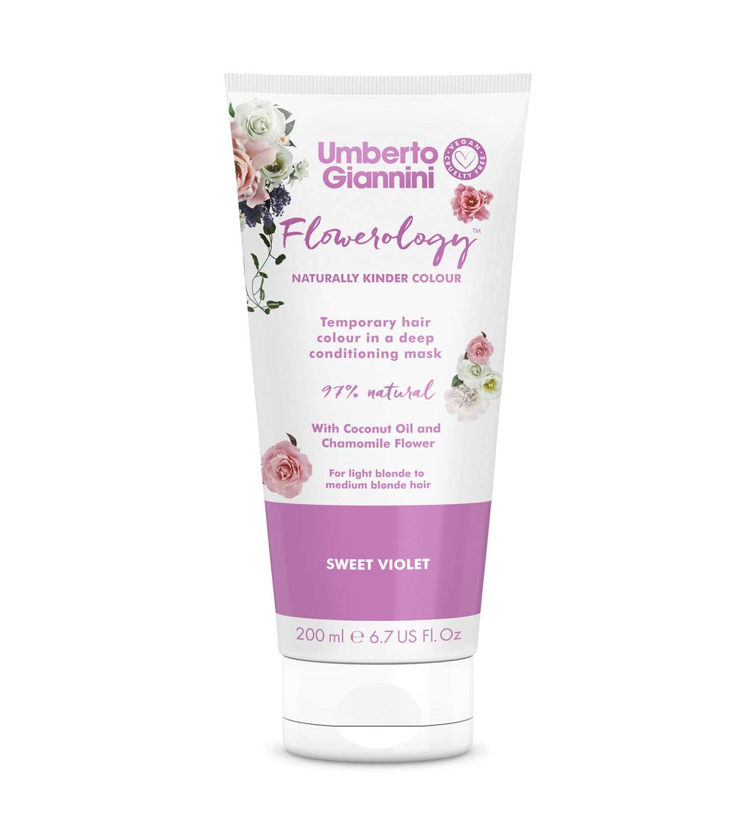Umberto Giannini Flowerology Temporary Hair Colour Mask 200ml (Sweet Violet) - Vegan, Cruelty-Free - Buy Online on GoSupps.com