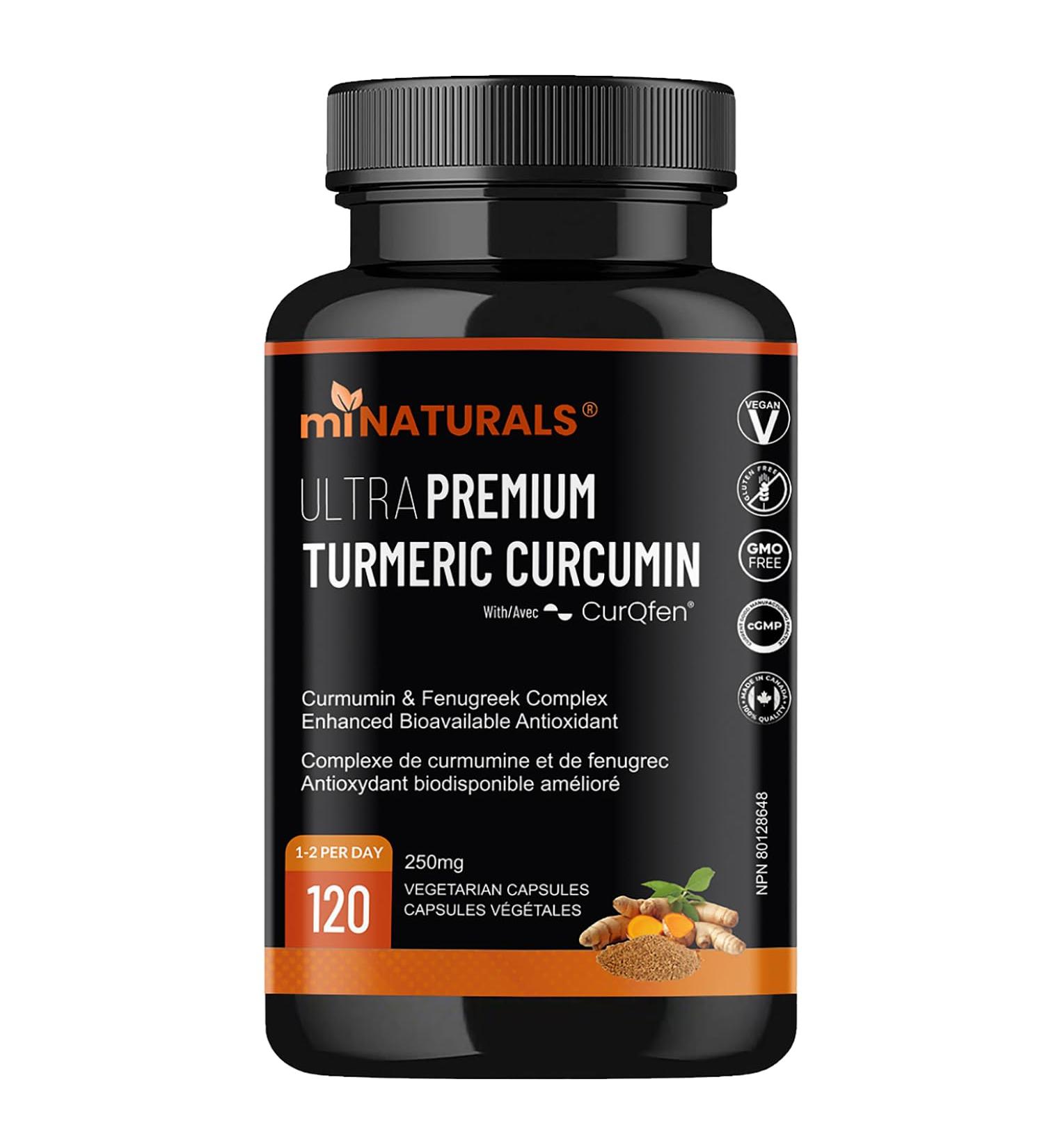 miNATURALS Turmeric Curcumin Fenugreek Supplement with CurQfen for Enhanced Bioavailability - 120 Capsules - Buy Online on GoSupps.com