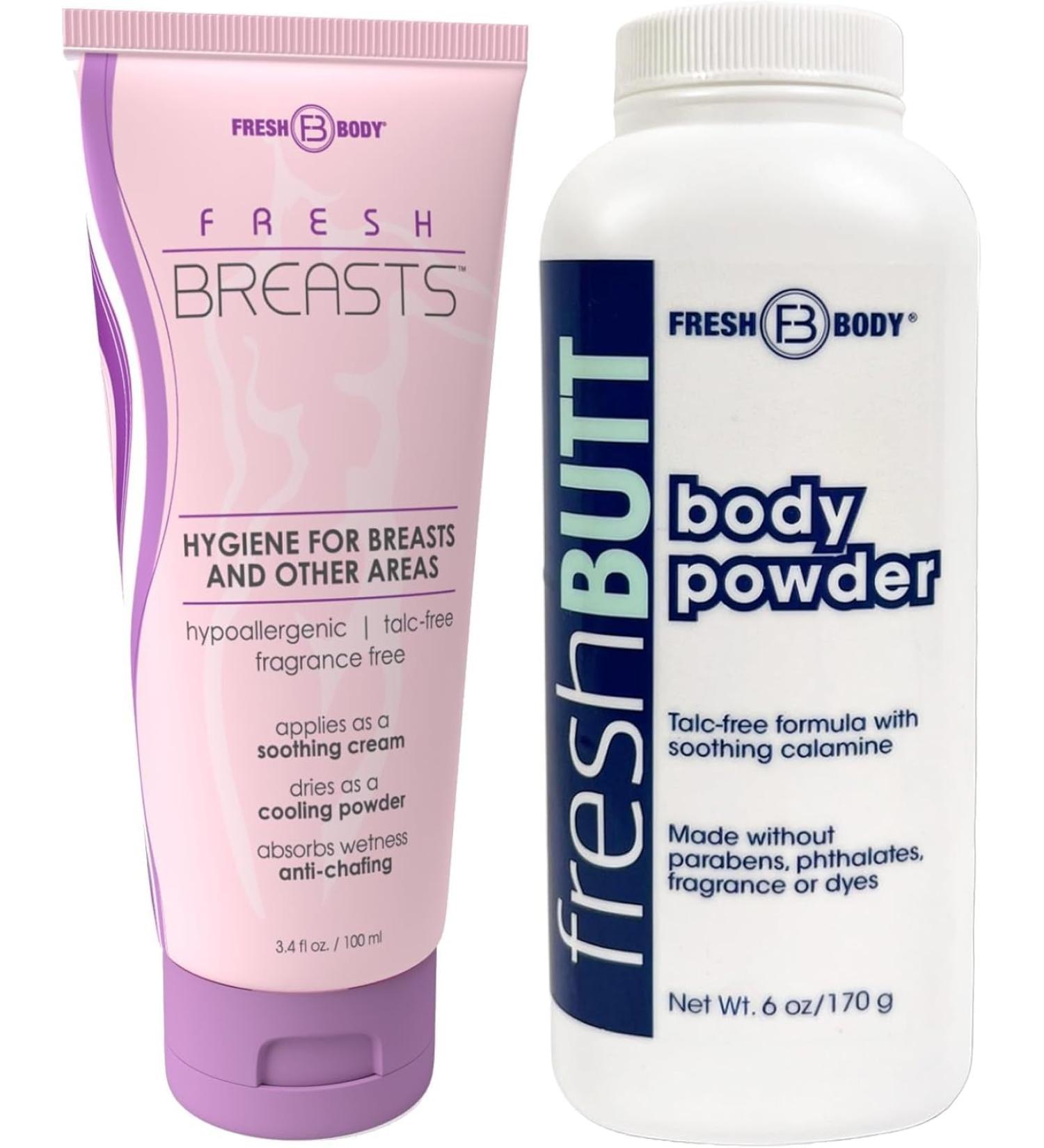 Fresh Breasts & Fresh Butt Anti-Chafing Duo - Women s Comfort Deodorant Lotion & Body Powder Set Aluminum & Talc-Free - Buy Online on GoSupps.com