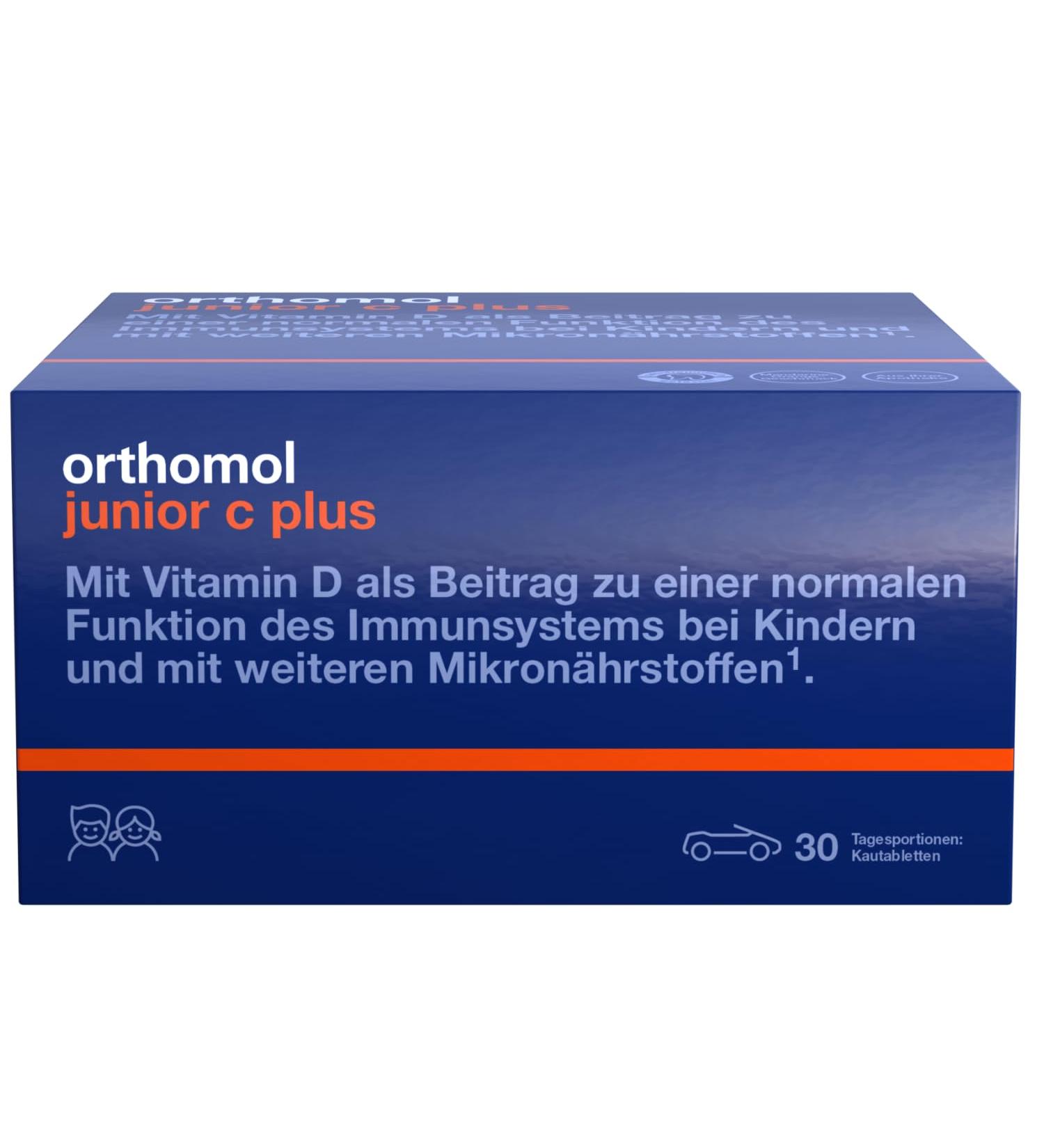Orthomol Junior C Plus - Chewing Tablets for Immune Support | 30 Daily Portions - Forest Fruit Flavor - Vitamin C Rich - Buy Online on GoSupps.com