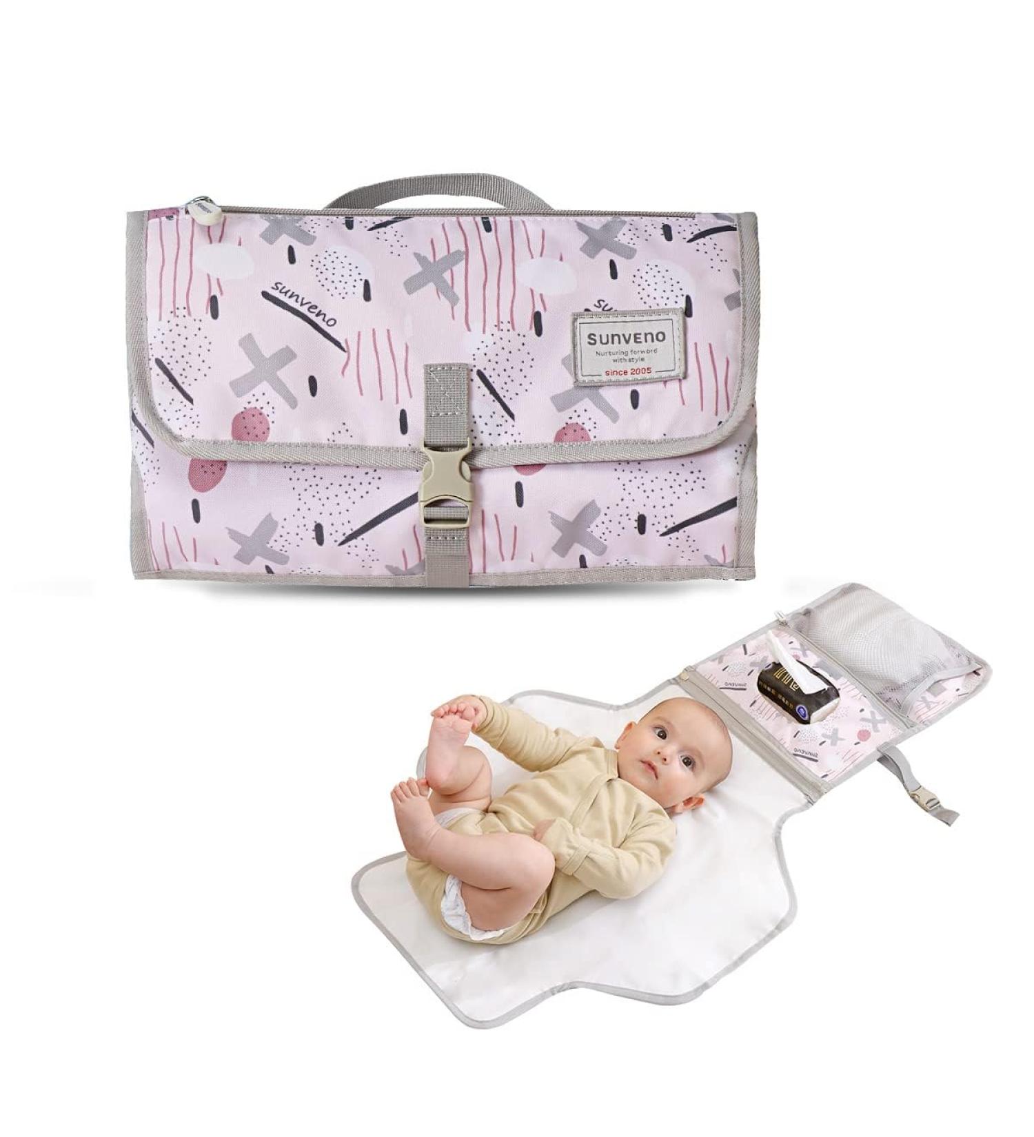 Sunveno Baby Portable Changing Mat - Waterproof Changing Station | Ideal Baby Shower Gift in Pink - Shop Internationally! - Buy Online on GoSupps.com