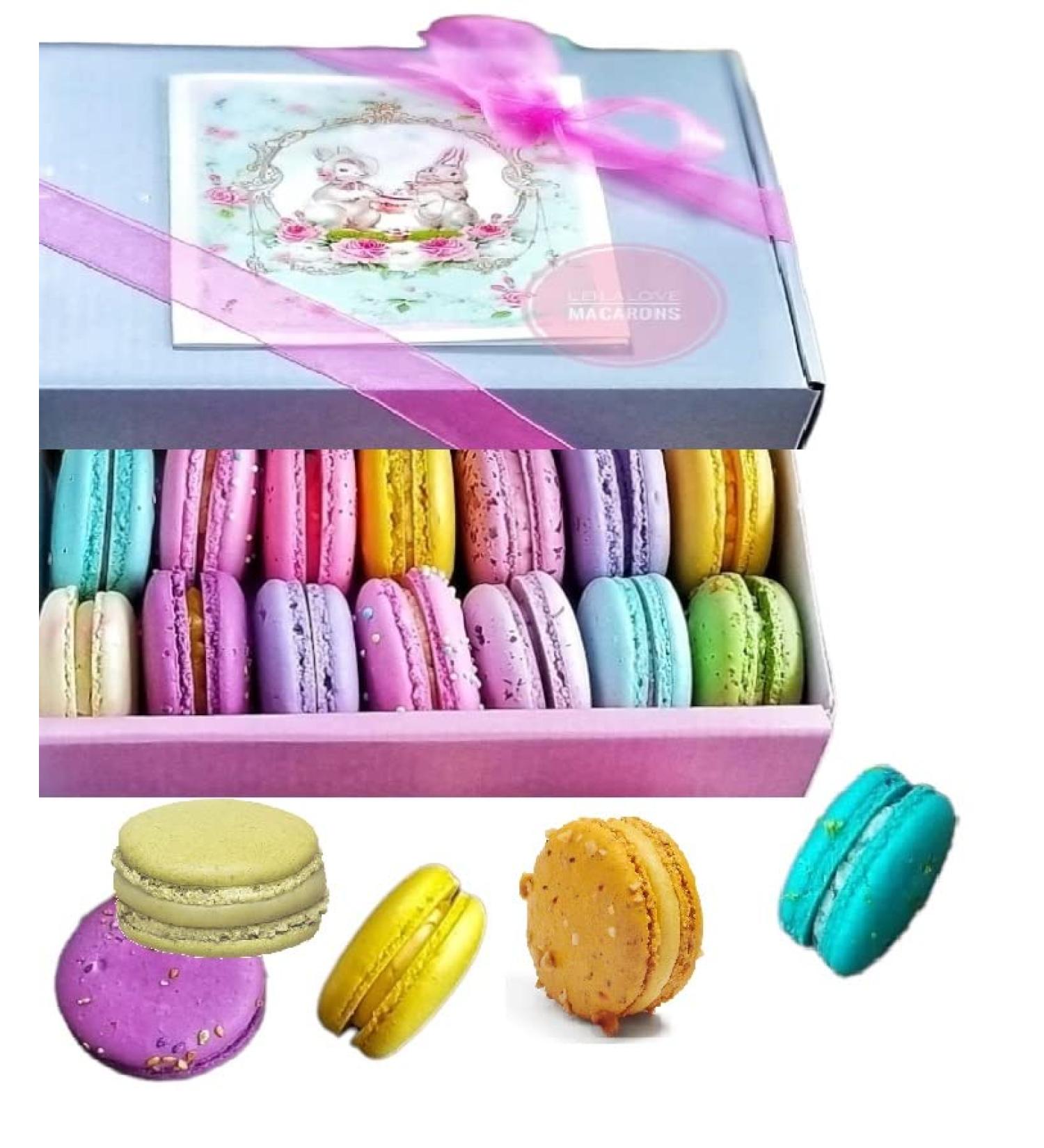 LeilaLove Macarons - 20 seasonal Macaron cookies for spring easter birthday mothers day - box varies in color style