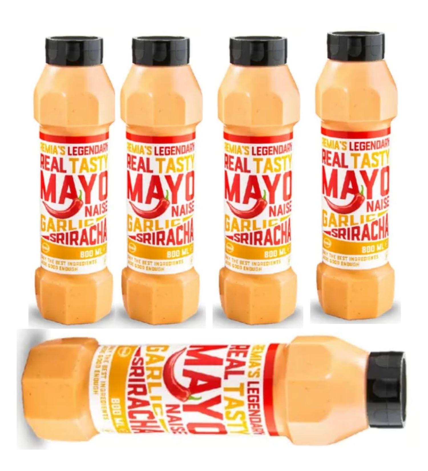 Remia Tasty Garlic and Sriracha Mayonnaise Sauce 800 Mililitres x 5 Pieces - Buy Online on GoSupps.com