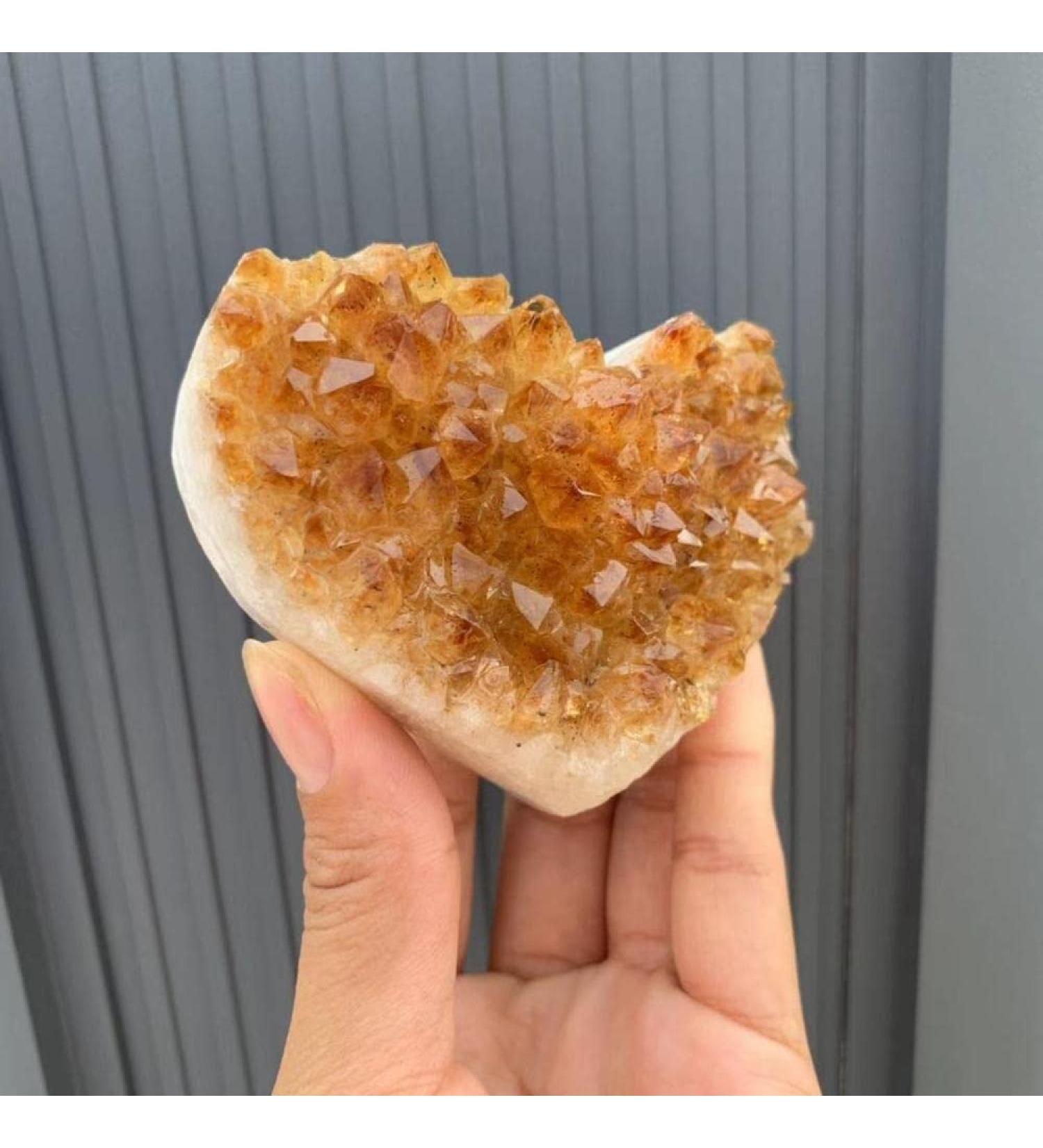Beautiful Natural Citrine Cluster Crystal Gemstone Heart Reiki Home Decoration Natural Stones and Minerals - Buy Online on GoSupps.com