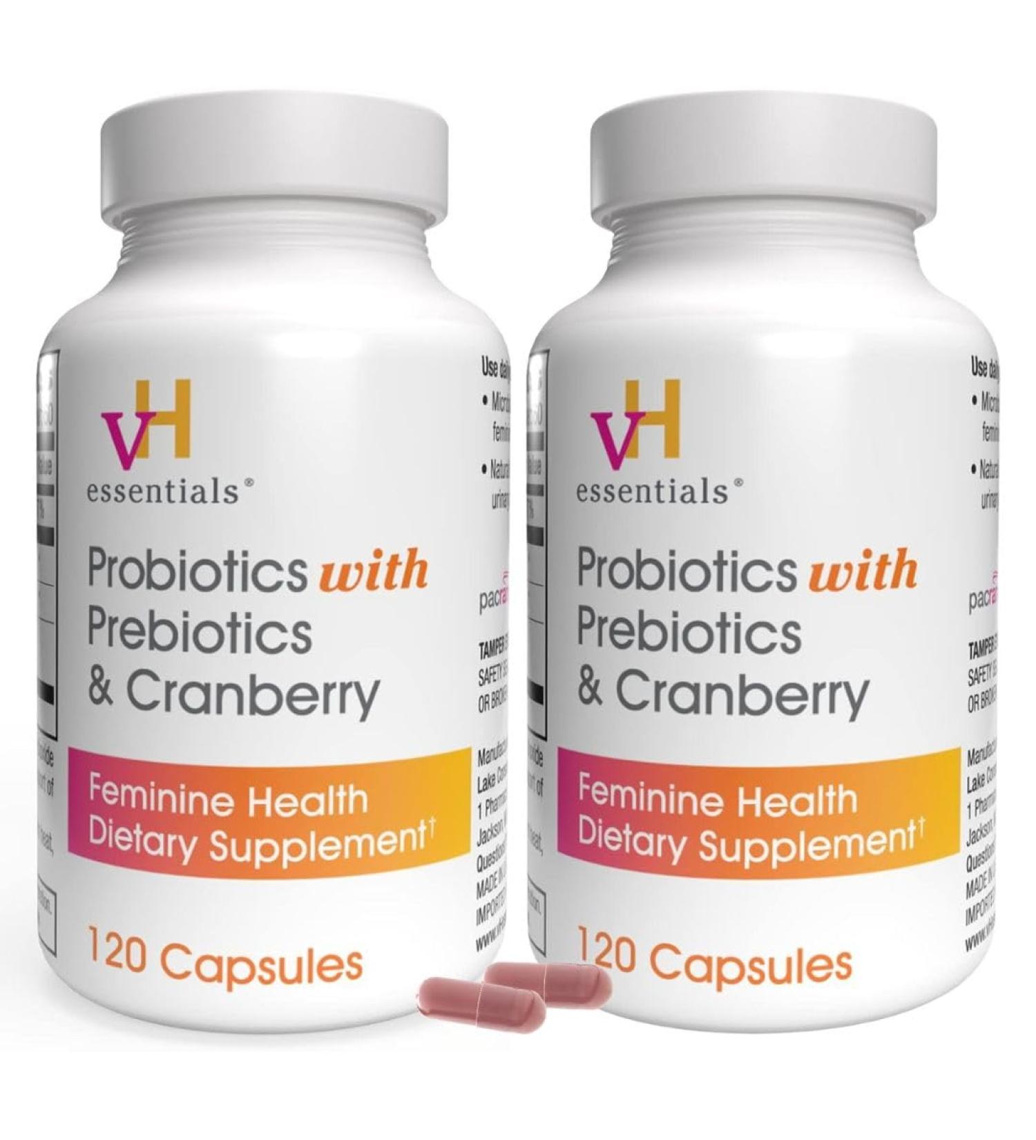 vH essentials Probiotics for Women with Prebiotics Cranberry & Vitamin C 120 Capsules -2 Pack Vaginal Probiotics Support Gut Balance Vaginal Health & Urinary Tract Health for Women - Buy Online on GoSupps.com