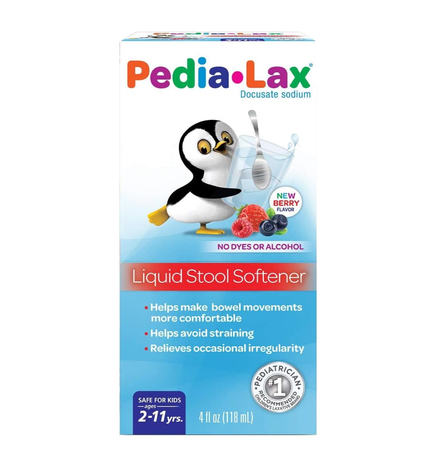 Pedia-Lax Liquid Stool Softener for Kids Ages 2-11 Berry Flavor 4 Fl Oz - Buy Online on GoSupps.com