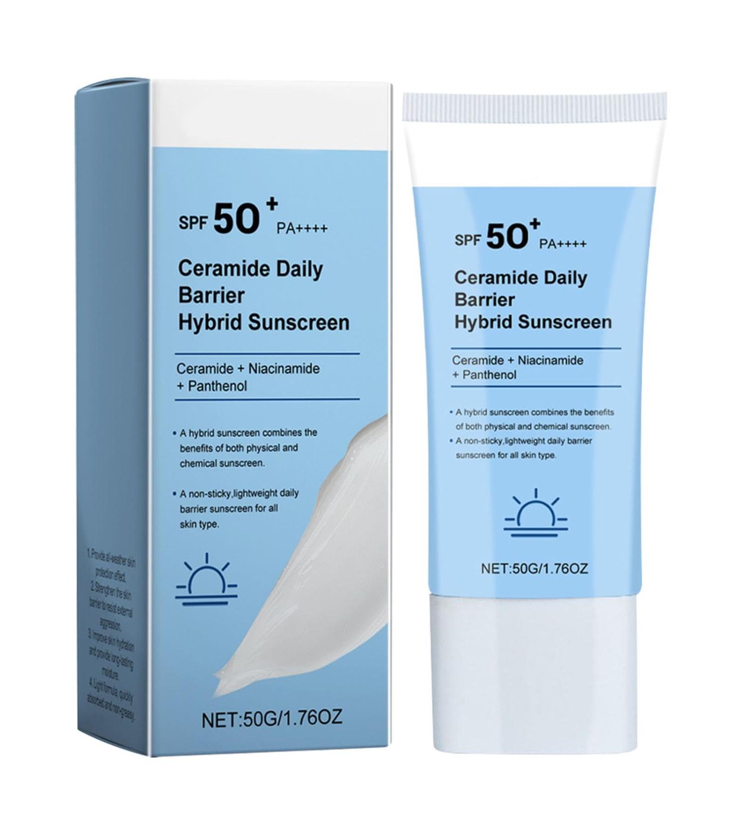 Ceramide Daily Barrier Hybrid Suncream SPF 50+ PA ++++ Cream with Ceramide Korean Skin Barrier Repair Moisturizer for Dry & Sensitive Skin 120-hour Lasting Hydration - Buy Online on GoSupps.com