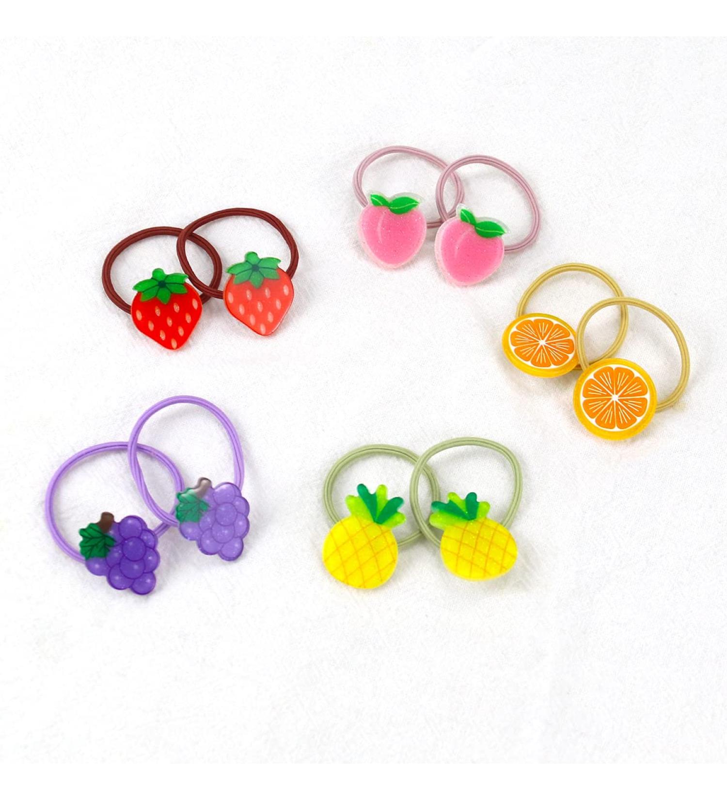 Cartoon Fruit Hair Ties - 10pcs Jelly Fruit Elastic Bands for Girls, Cute Ponytail Holders for Toddler to Teens - No Damage Hair Accessories - Buy Online on GoSupps.com