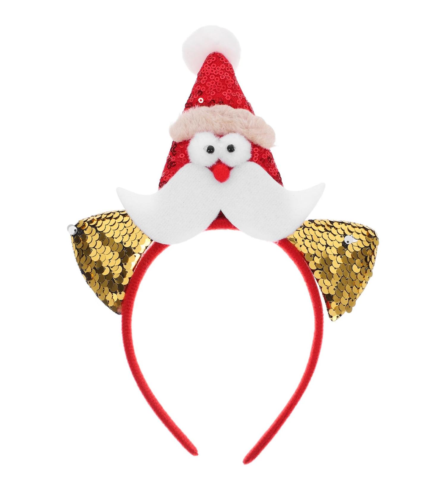 WOFASHPURET Christmas Headband Sequin Santa Claus Headband Christmas Party Costume Headbands Novelty Ear Hair Hoop Holiday Party Favor - Buy Online on GoSupps.com