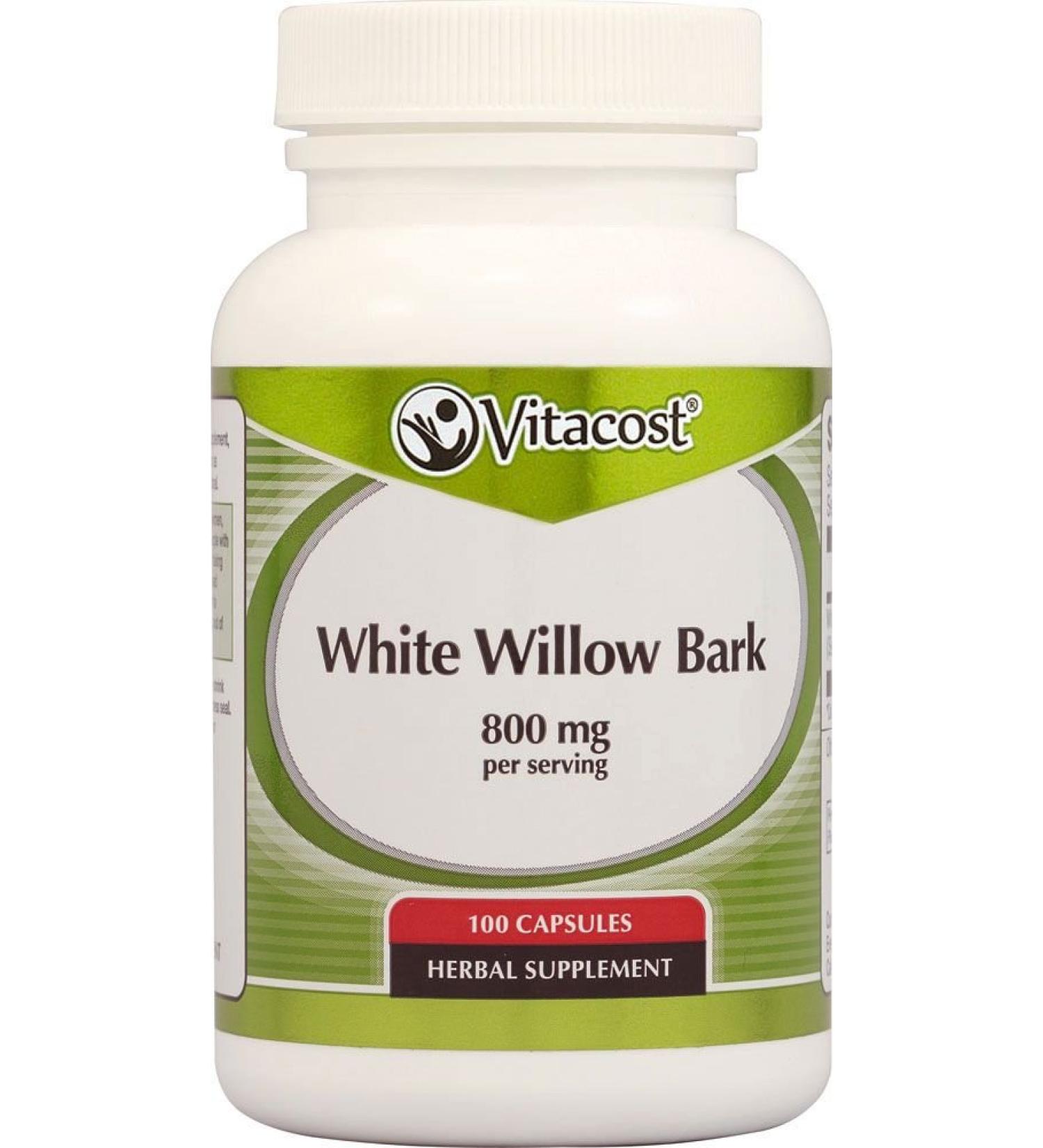 Vitacost White Willow Bark 800 Mg Per Serving 2 X 100 Capsules(200 Total)