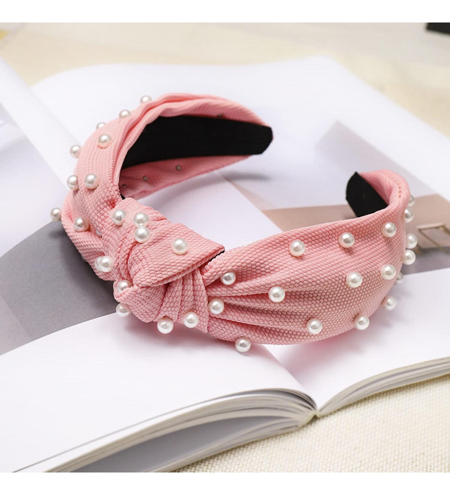 LAKEMON Pearls Inlay Wide Headband for Women & Girls - Beaded Knot Hair Band Accessory - Buy Online on GoSupps.com