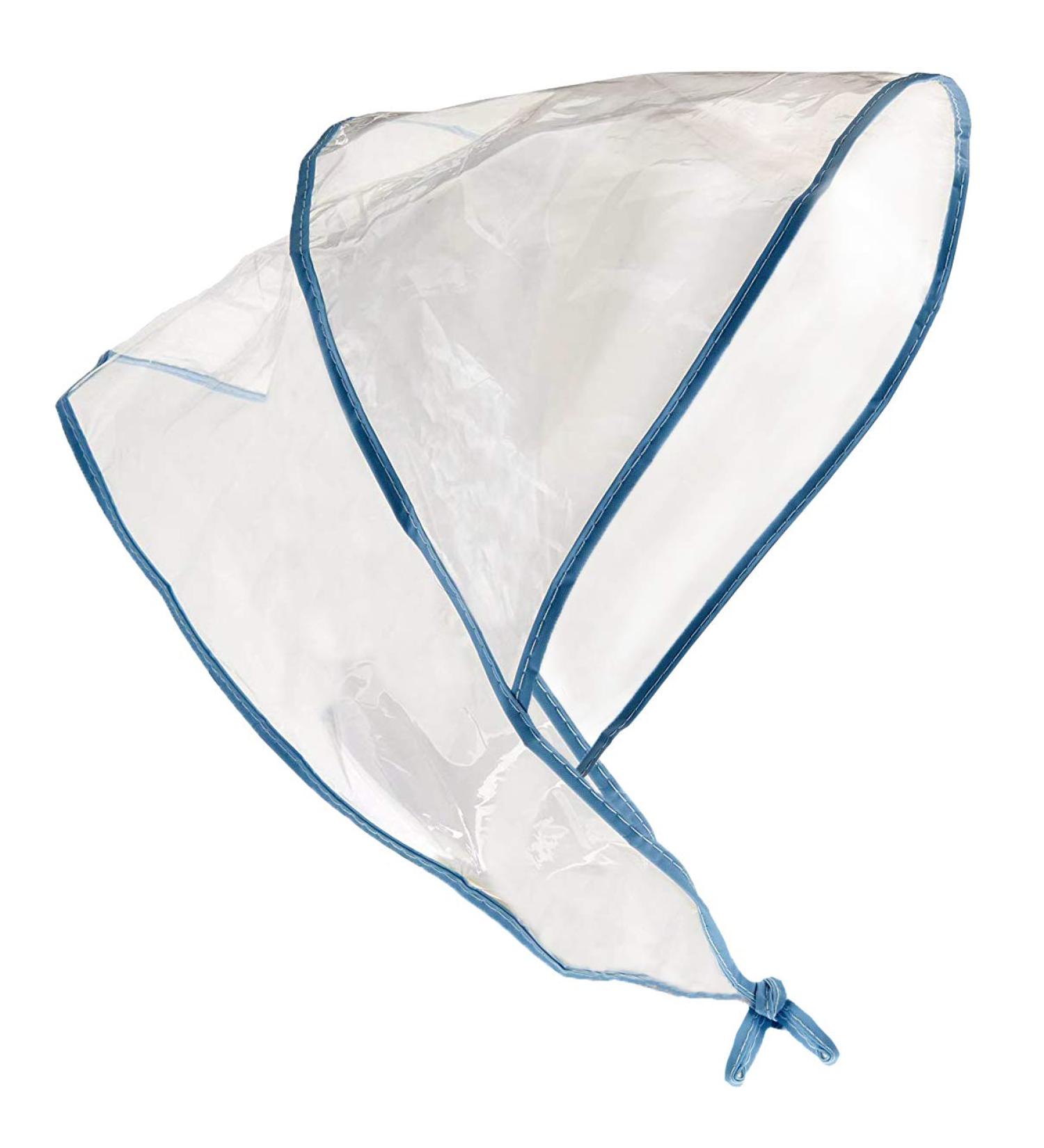 Juvale 12-Pack Clear Waterproof Rain Bonnet Hat with Visor - Transparent Blue Trim - Buy Online on GoSupps.com